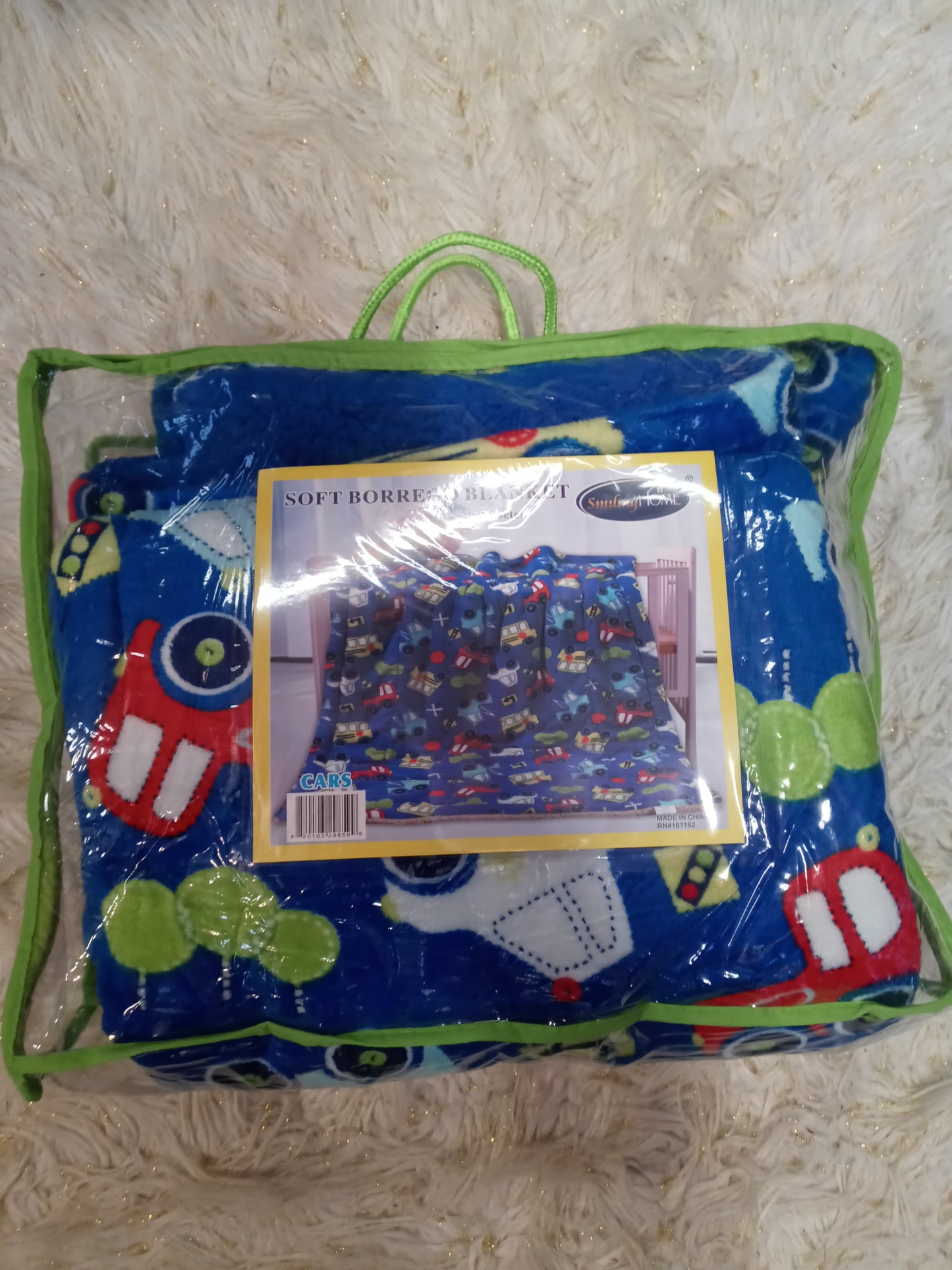 Boys (Kids/Toddler Boy Cars Soft Borrego Blanket Color Blue 100% Polyester"New Fall Arrival
