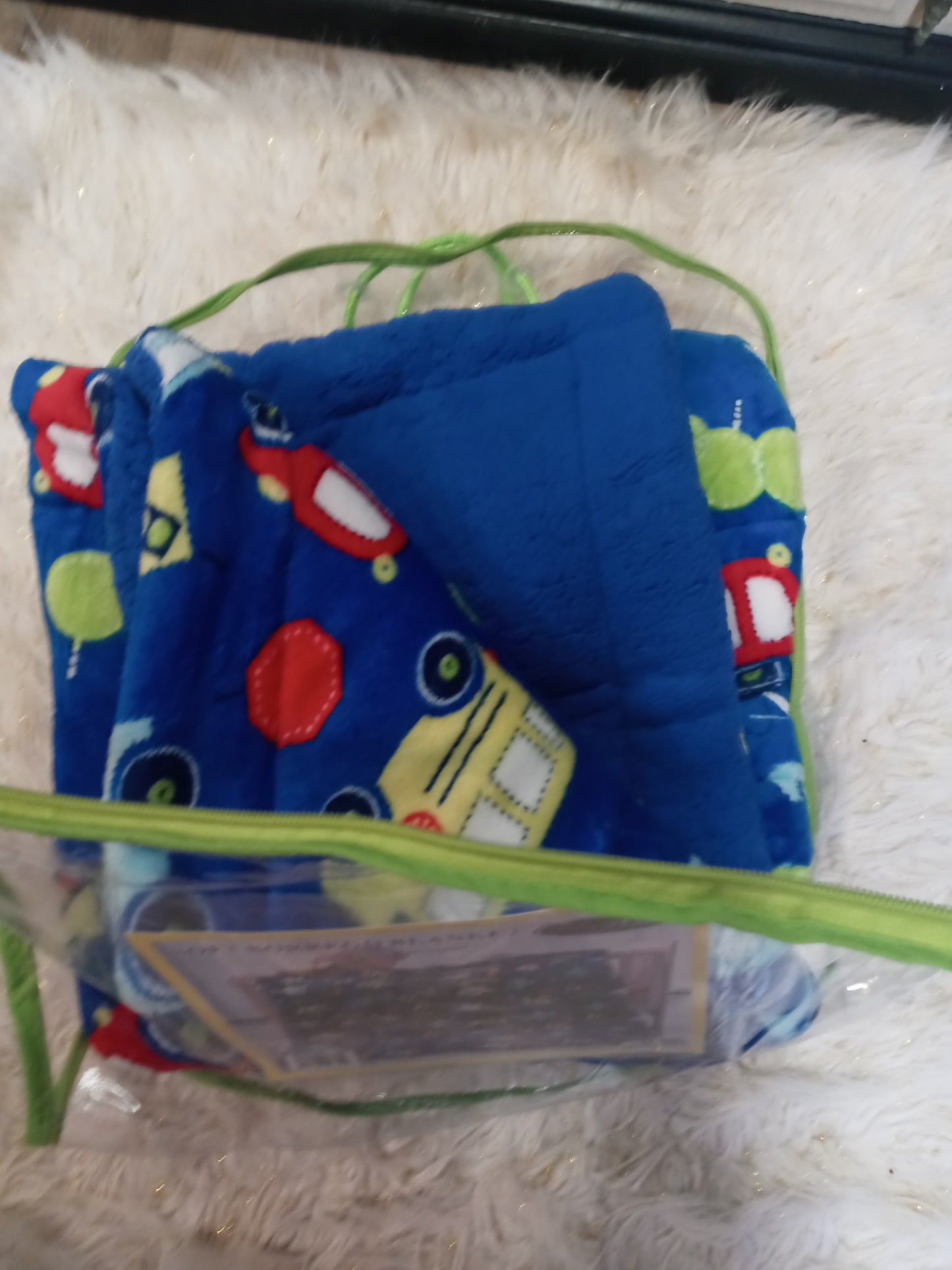 Boys (Kids/Toddler Boy Cars Soft Borrego Blanket Color Blue 100% Polyester"New Fall Arrival