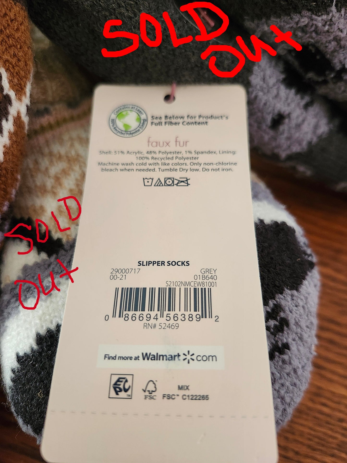 Woman Secret Treasures Slipper Socks Faux Fur Fit Shoe Size 4-10 "New Arrival"ONLY 1 LEFT! (RACCOON SOLD OUT)