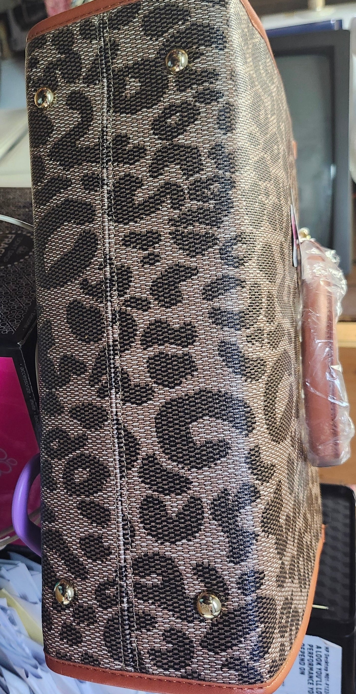 Woman Fabulous Tote 3in 1 Crossbody Bag Cheetah PrintTan Trim "New Arrival" Just In Time For Mother's Day