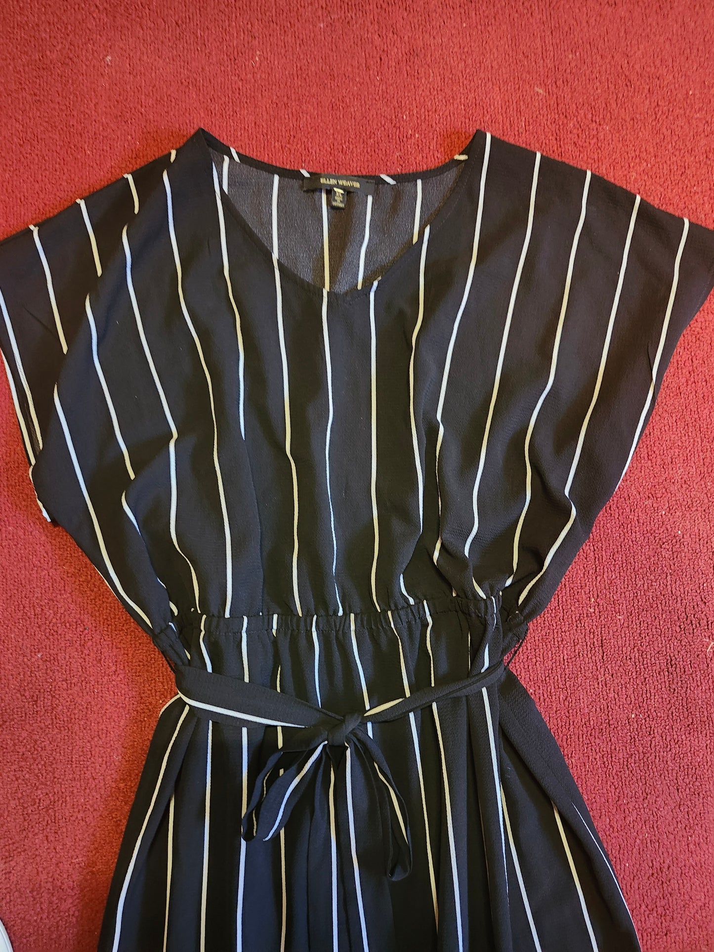 Woman Fashion Black Stripe Dress Slip On Size XL "NEW Arriva; SOLD OUT