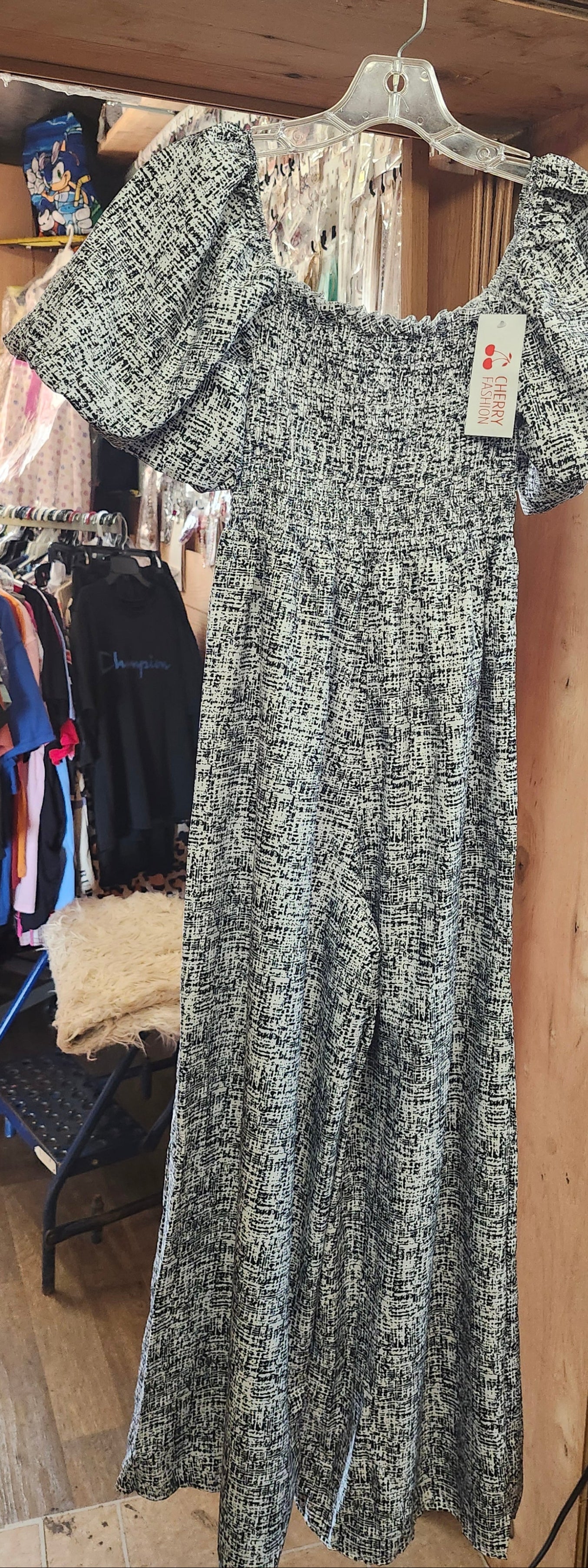 Womans Summer Casual jumpsuit Size Med./Large Color Blk/White By Cherry Fashion