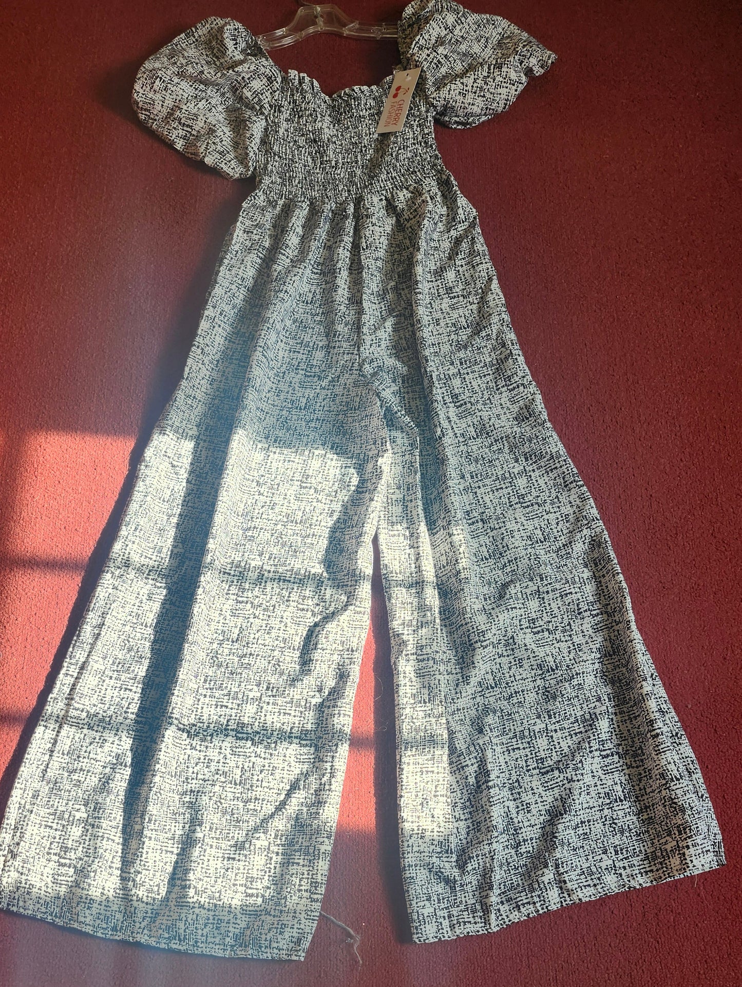 Womans Summer Casual jumpsuit Size Med./Large Color Blk/White By Cherry Fashion