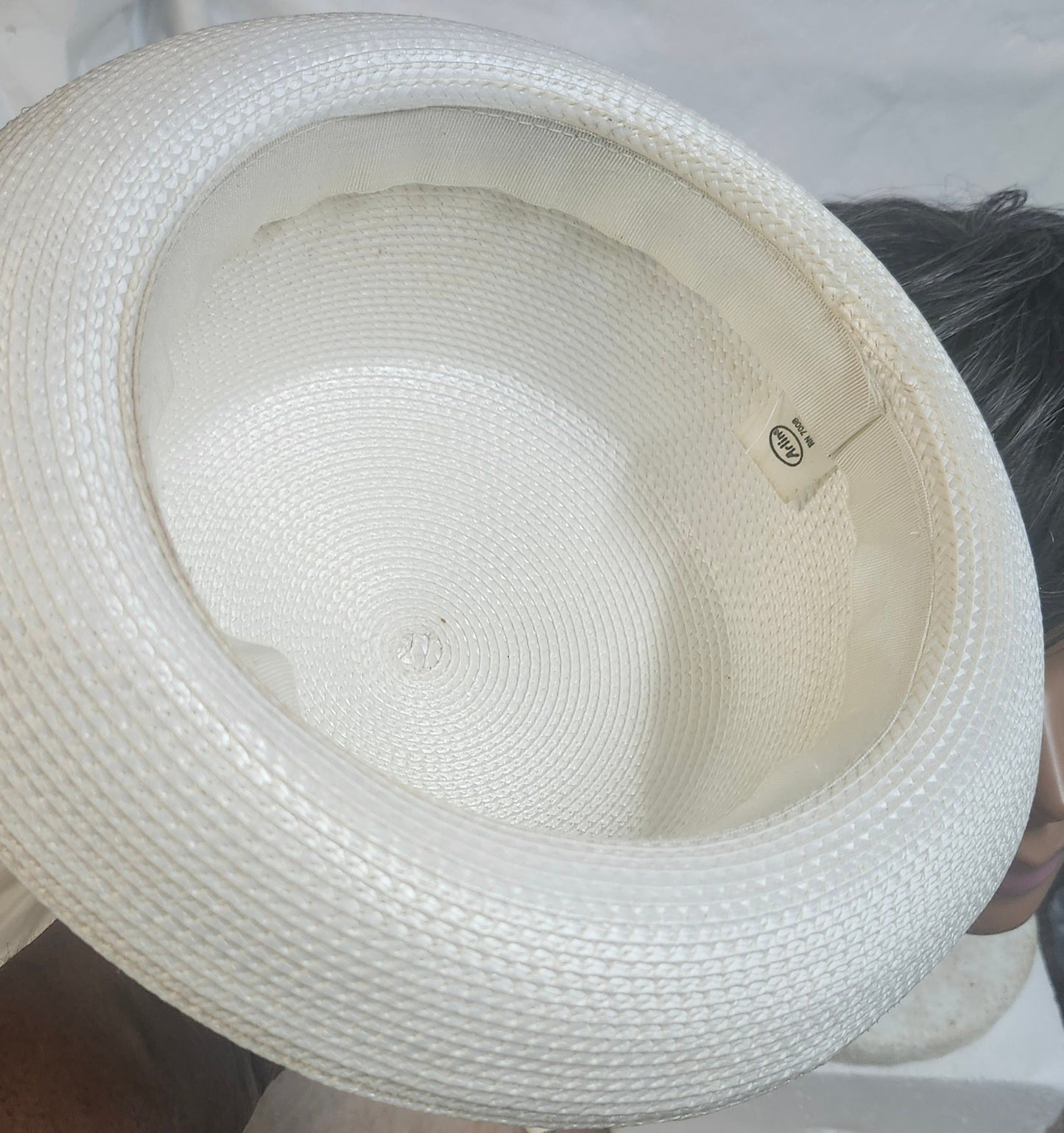 Off White Vintage Up Brim Straw Hat Base. Just In Time For Mother's Day