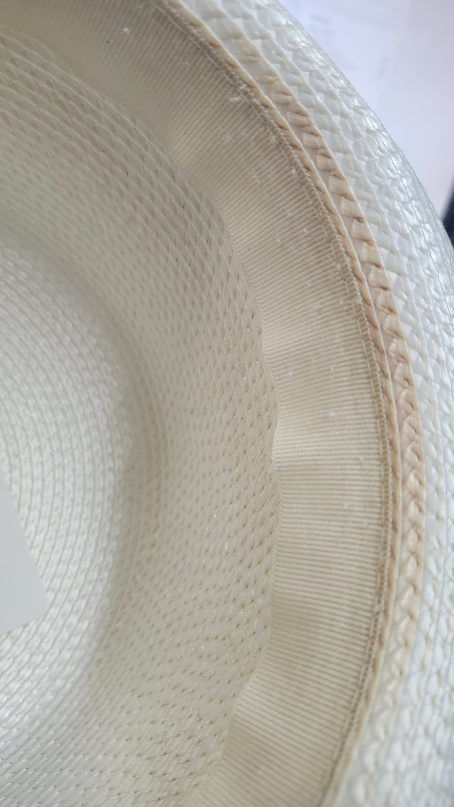 Off White Vintage Up Brim Straw Hat Base. Just In Time For Mother's Day