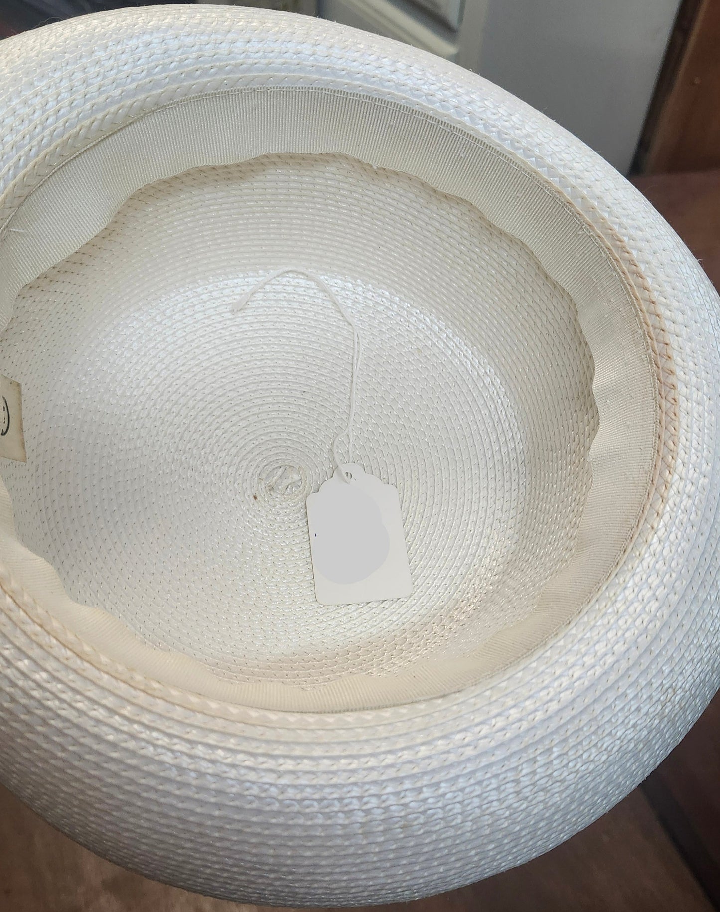 Off White Vintage Up Brim Straw Hat Base. Just In Time For Mother's Day