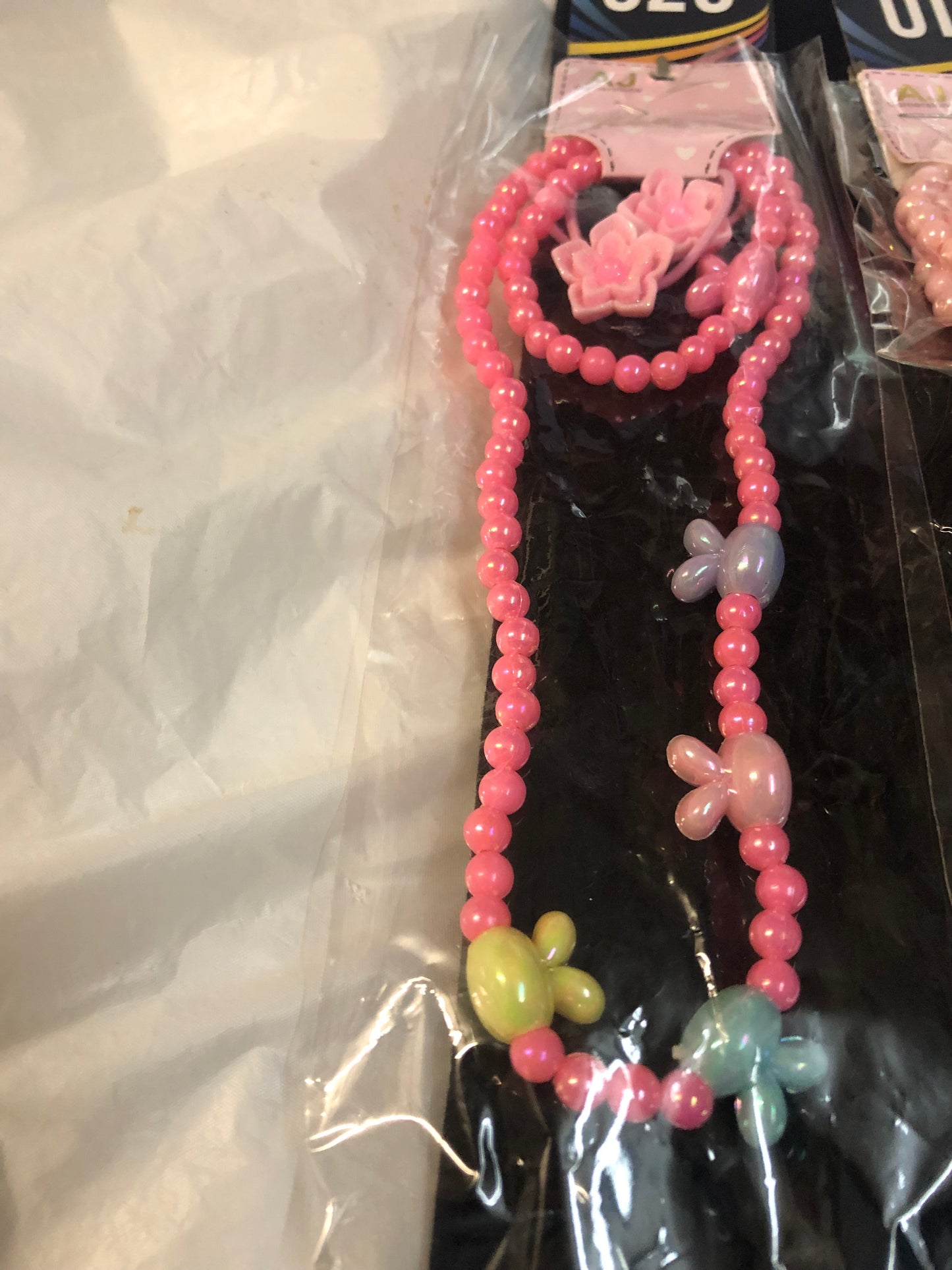Girls Three Piece Set. "New Arrival" Necklace,Hair Ties, Braclet 6 Different Colors. Great For Easter. Order Now!