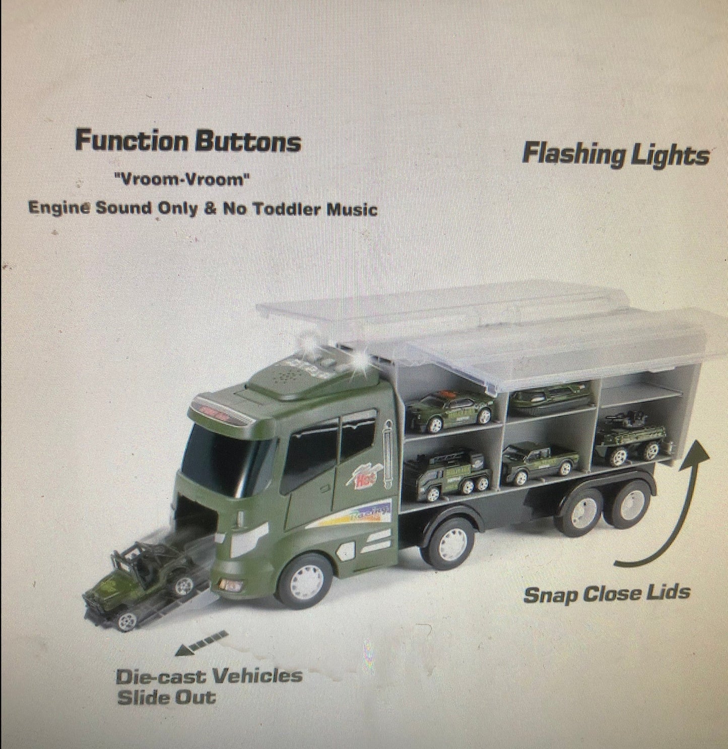 Military Carrier Truck Vehicle Toy Set With Sound/Flashing Lights Ages 3&Up/ "New Arrival""