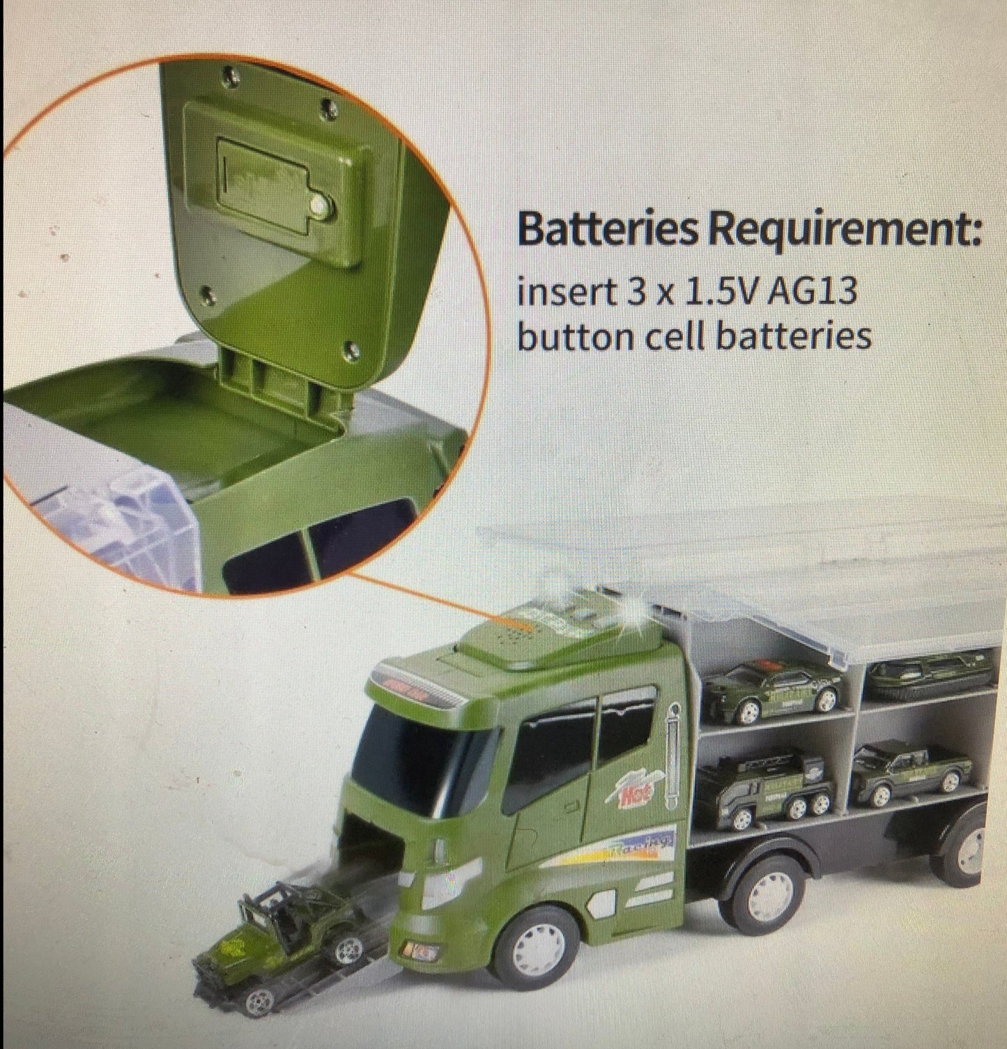 Military Carrier Truck Vehicle Toy Set With Sound/Flashing Lights Ages 3&Up/ "New Arrival""