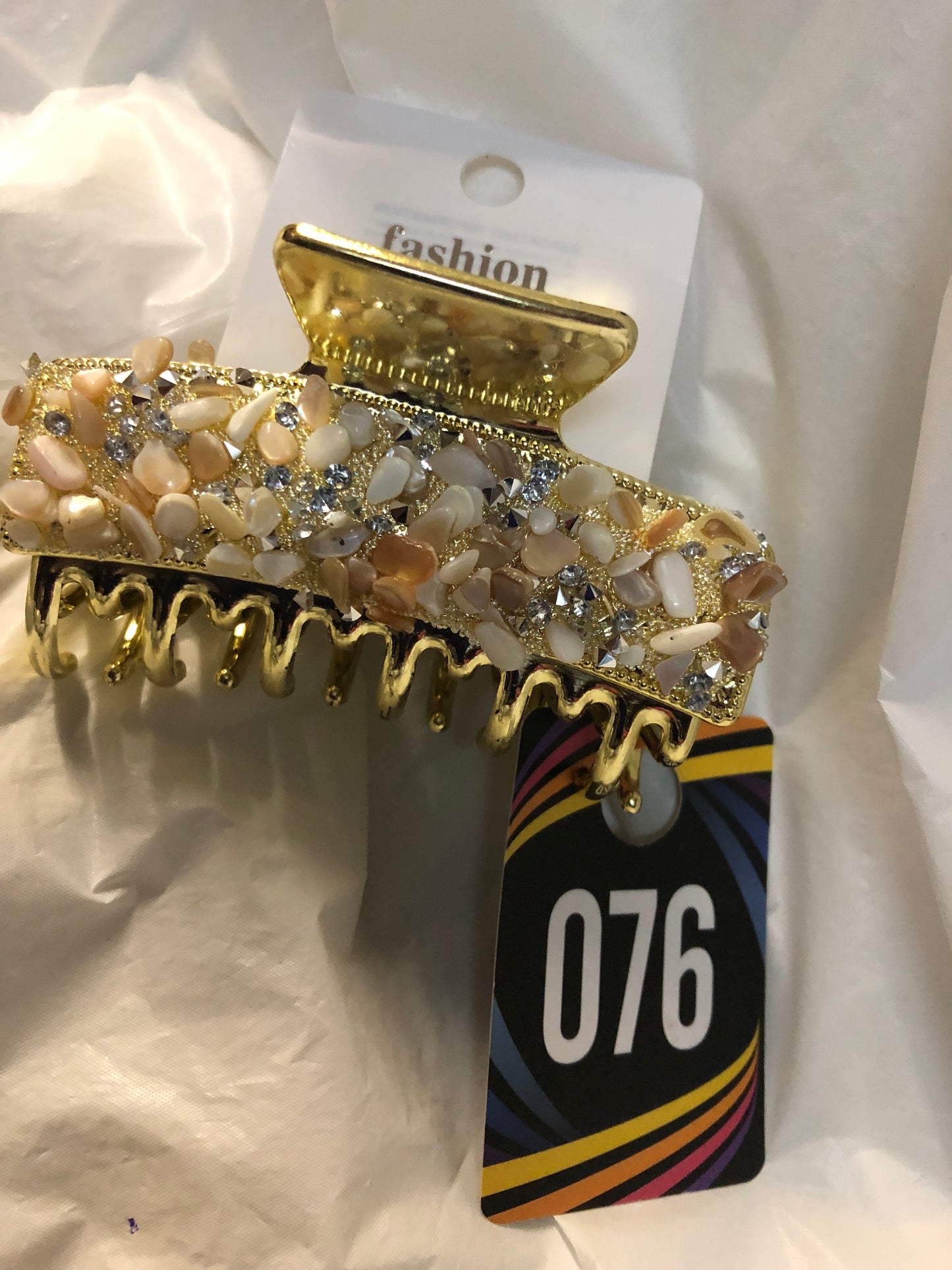Woman/Girls Hair Claws $12.00Ea. OR 2 For $20.00 Gold/Silver With Crackle Stone Design