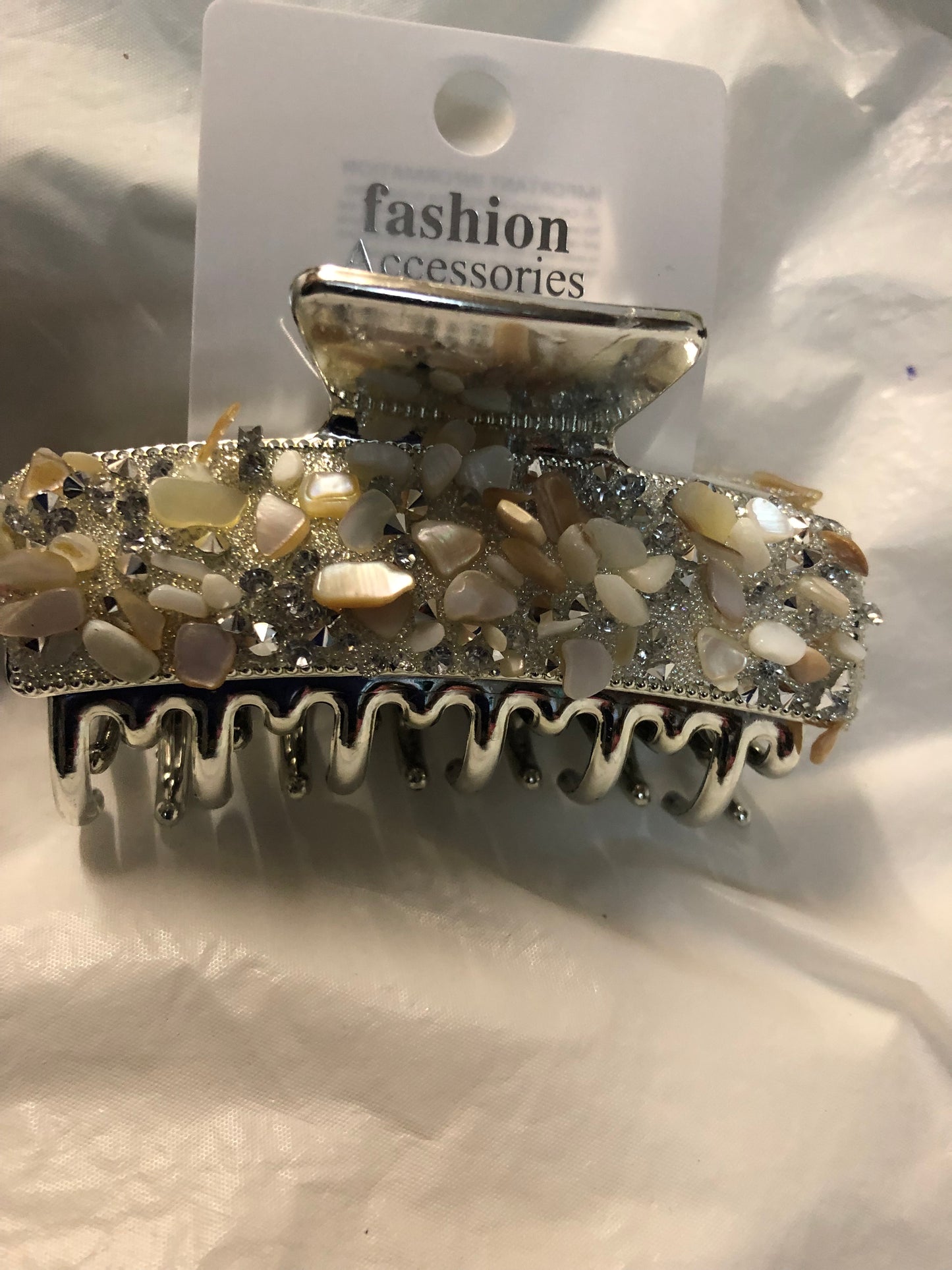 Woman/Girls Hair Claws $12.00Ea. OR 2 For $20.00 Gold/Silver With Crackle Stone Design