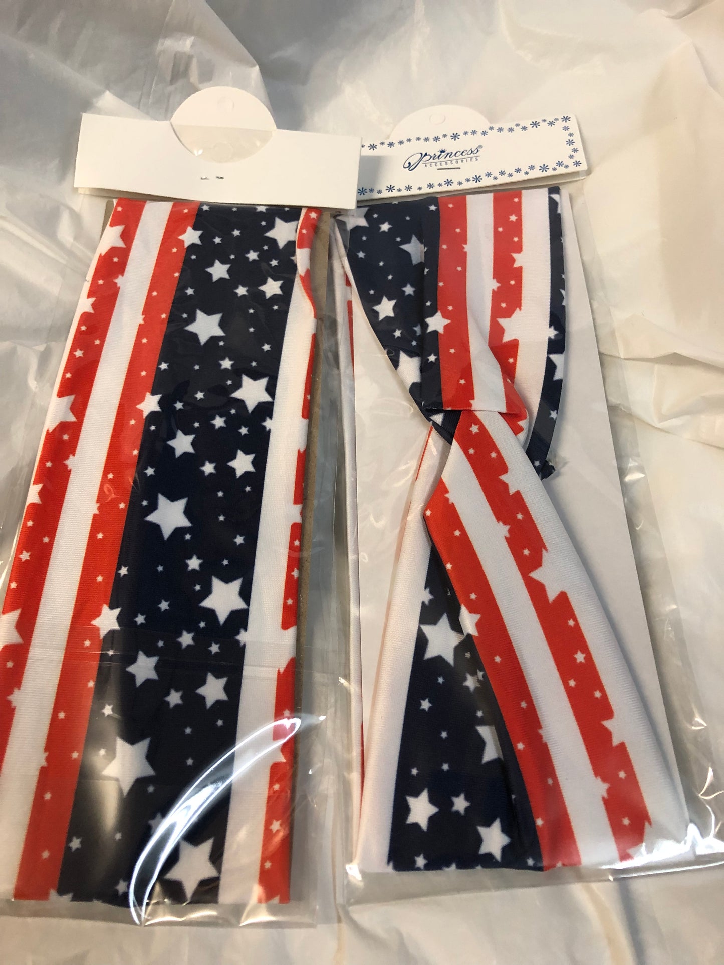 Woman/Girls Headband Hair Accessory Stretchy $12.00 Ea. Or 2 For $ 15.00 Red White and Blue Patriotic American Flag.