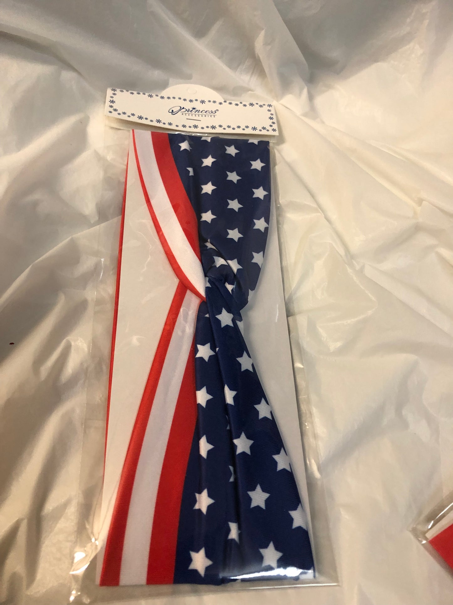 Woman/Girls Headband Hair Accessory Stretchy $12.00 Ea. Or 2 For $ 15.00 Red White and Blue Patriotic American Flag.