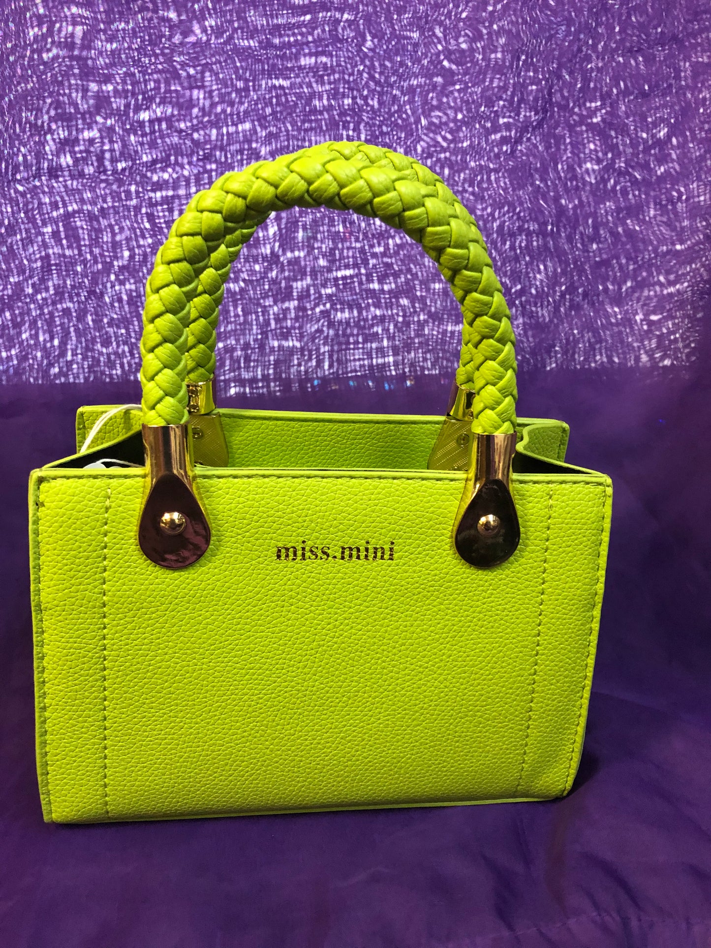 Woman Fashion Braided Handle Tote Bag With Gold Trim + Crossbody Strap "New Arrival"