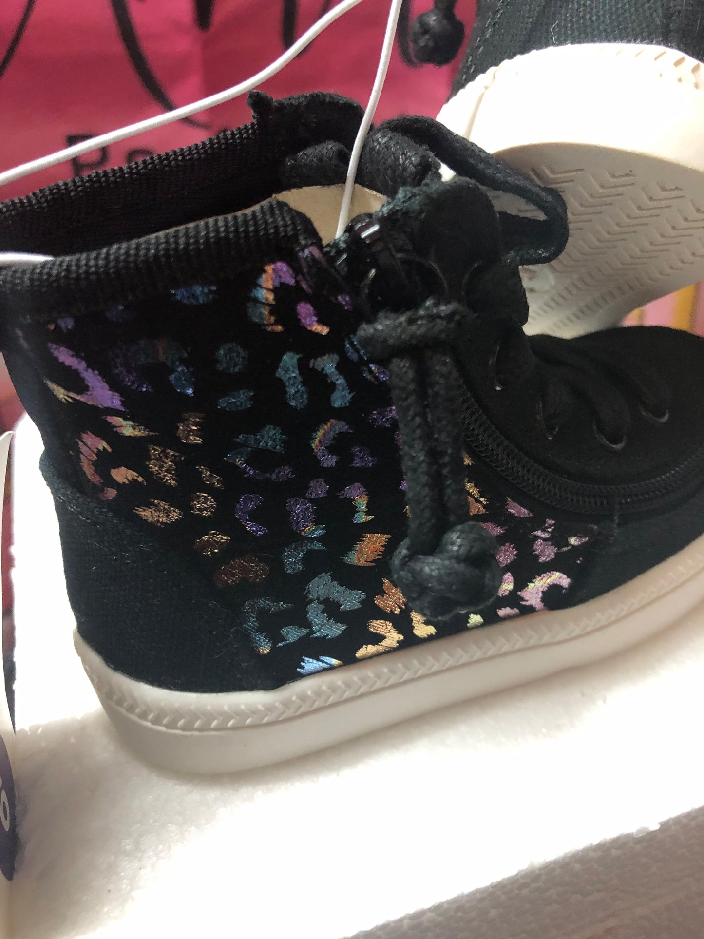 Kids Black Lepard Print High Top Unisex Sneaker Size 6 By BILLY "New Arrival"