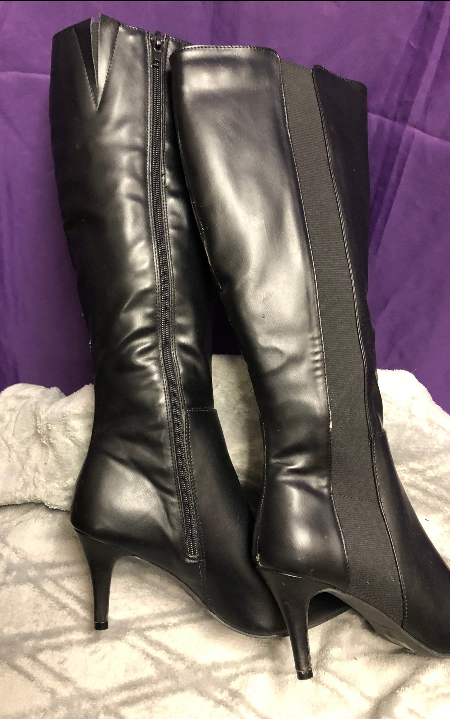 Woman Boots/With Heel Size 8 Color Black Side Zipper. Wide Calf.Frienly SOLD OUT Thanks For Your Purchase!