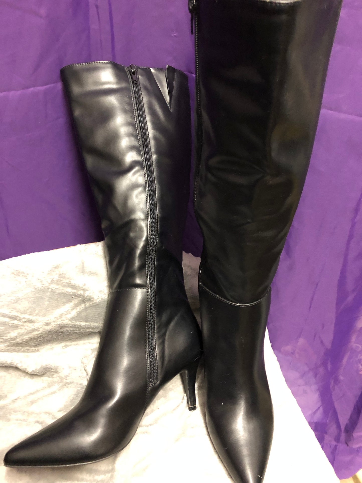 Woman Boots/With Heel Size 8 Color Black Side Zipper. Wide Calf.Frienly SOLD OUT Thanks For Your Purchase!