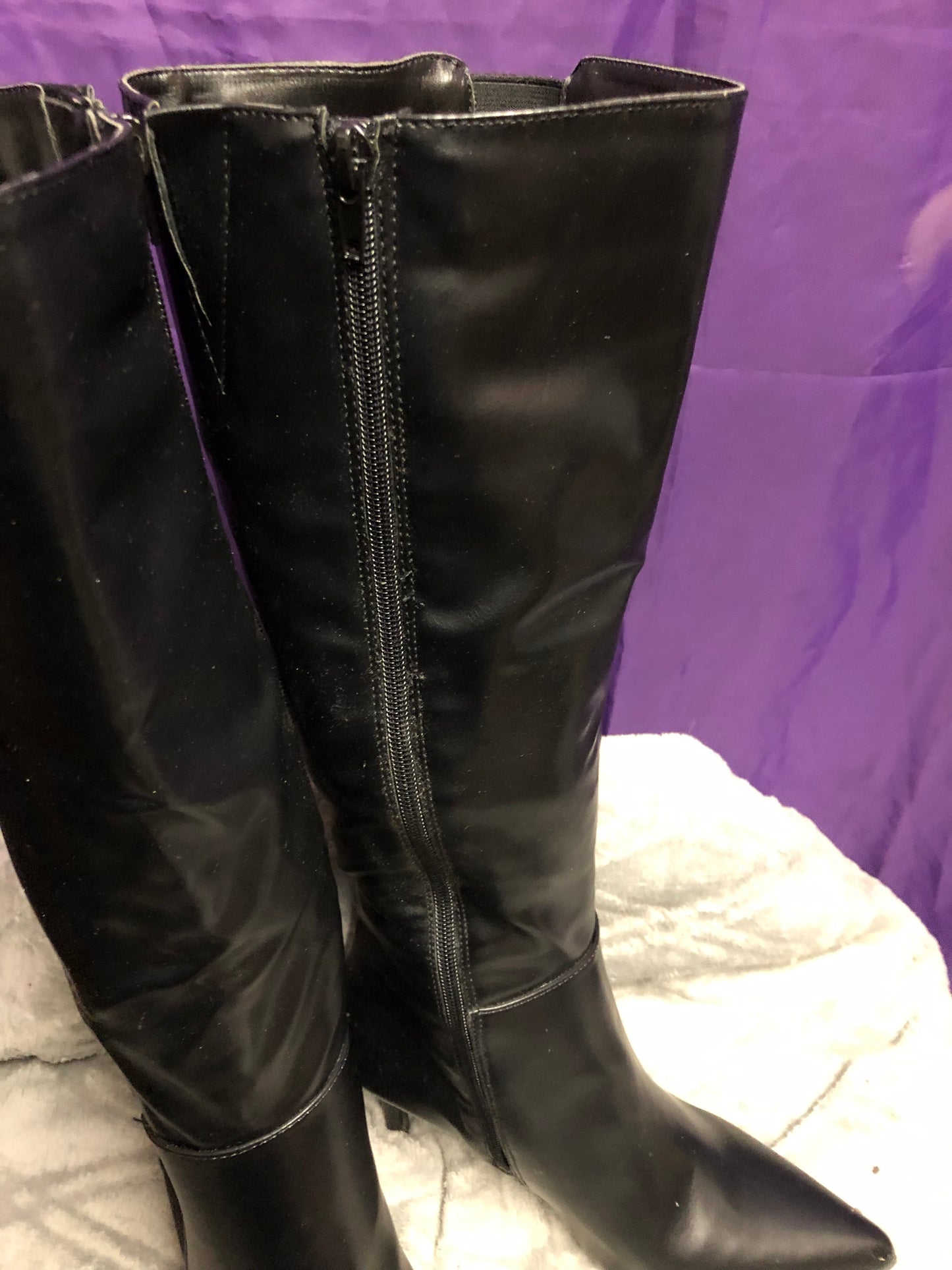 Woman Boots/With Heel Size 8 Color Black Side Zipper. Wide Calf.Frienly SOLD OUT Thanks For Your Purchase!