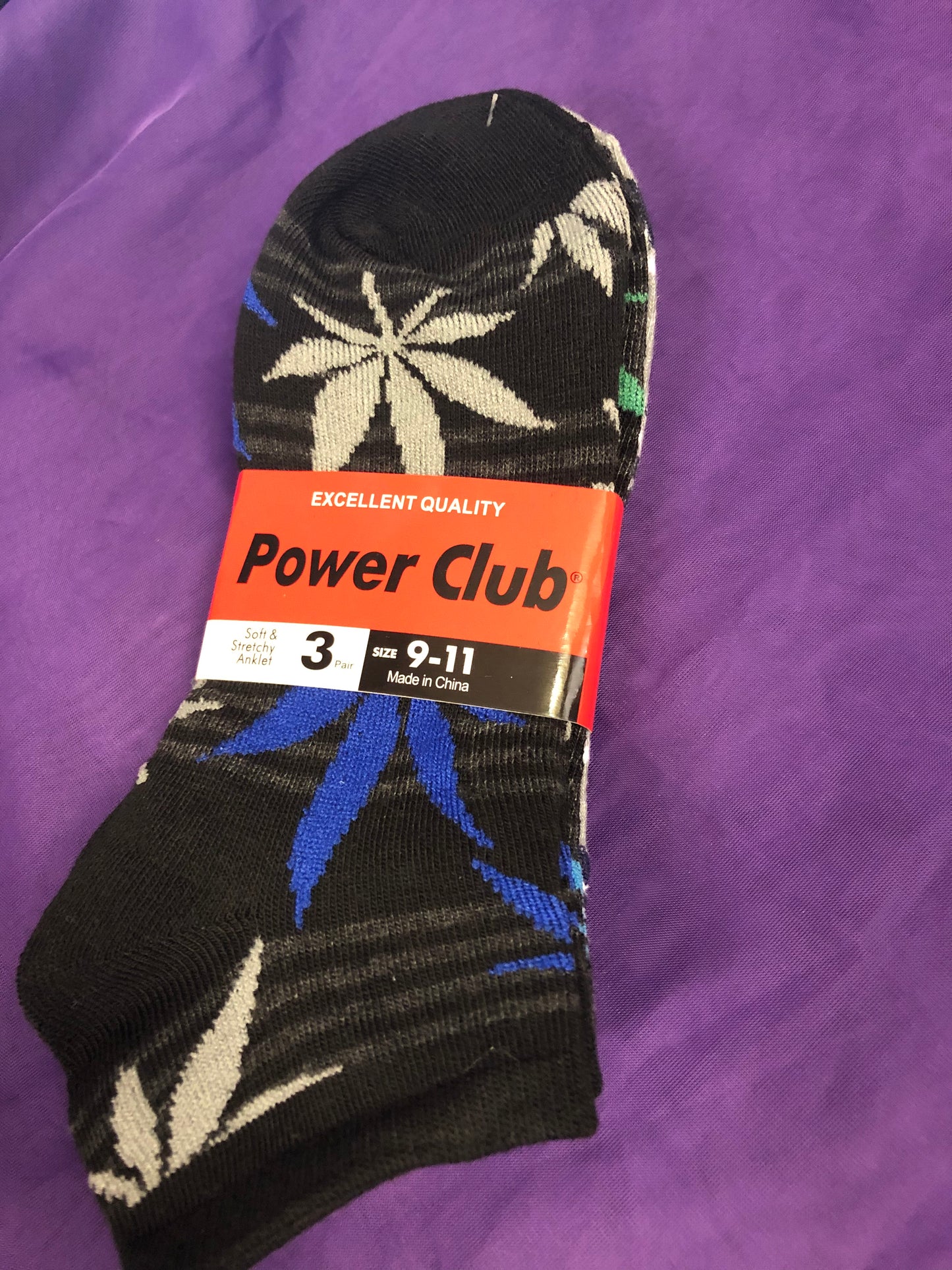 Men Excellent Quality Power Club Ankle Socks Size 9-11. 3Pair Colors:( Blue, Gray,Blk) On Sale Now $10.00