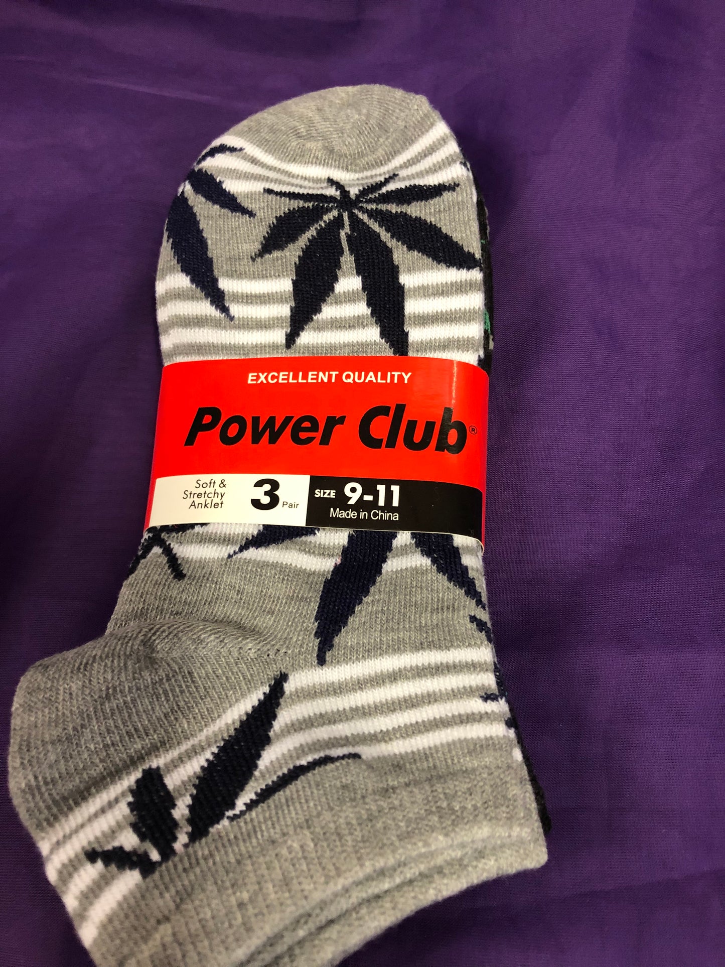 Men Excellent Quality Power Club Ankle Socks Size 9-11. 3Pair Colors:( Blue, Gray,Blk) On Sale Now $10.00