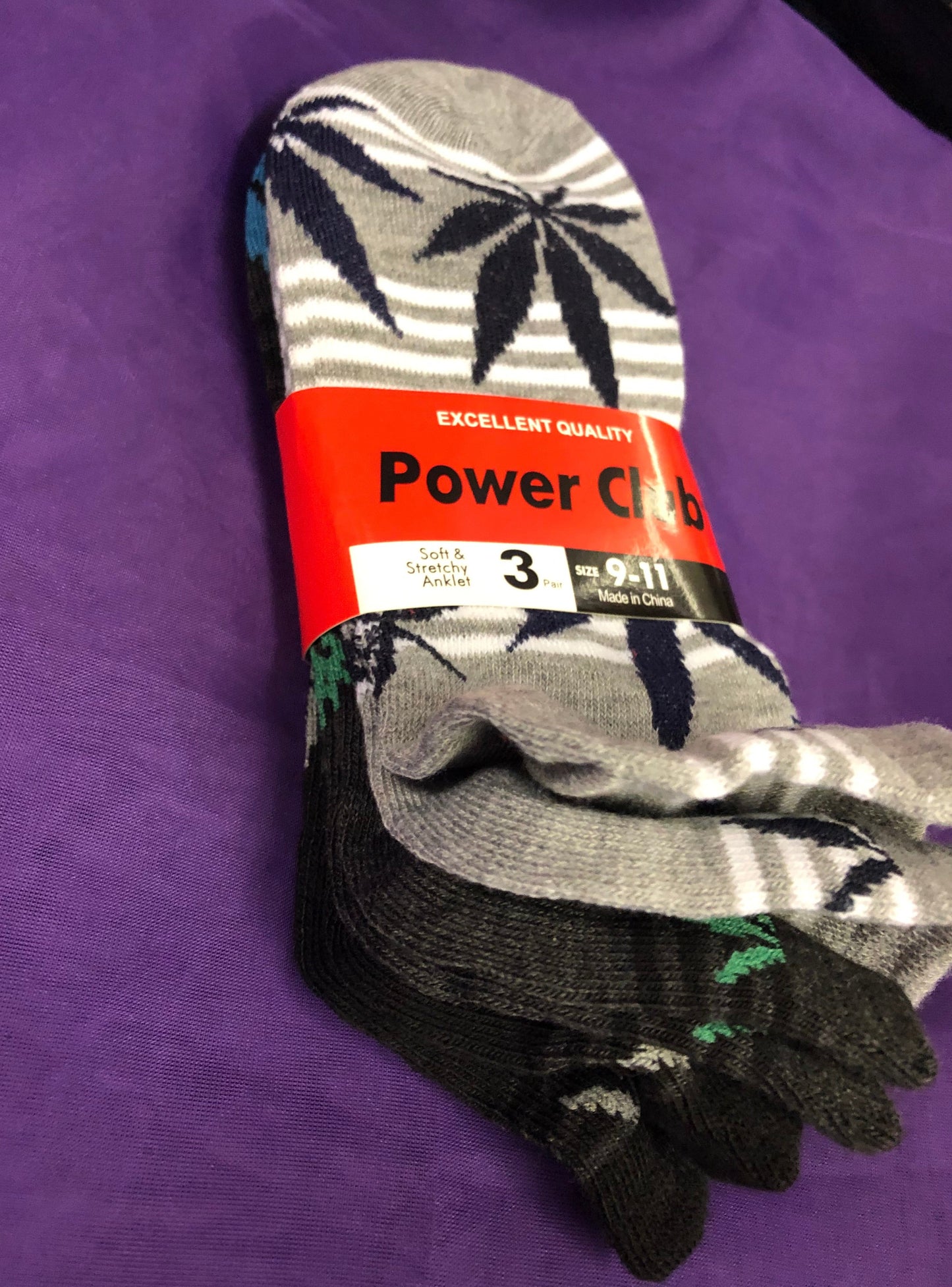 Men Excellent Quality Power Club Ankle Socks Size 9-11. 3Pair Colors:( Blue, Gray,Blk) On Sale Now $10.00