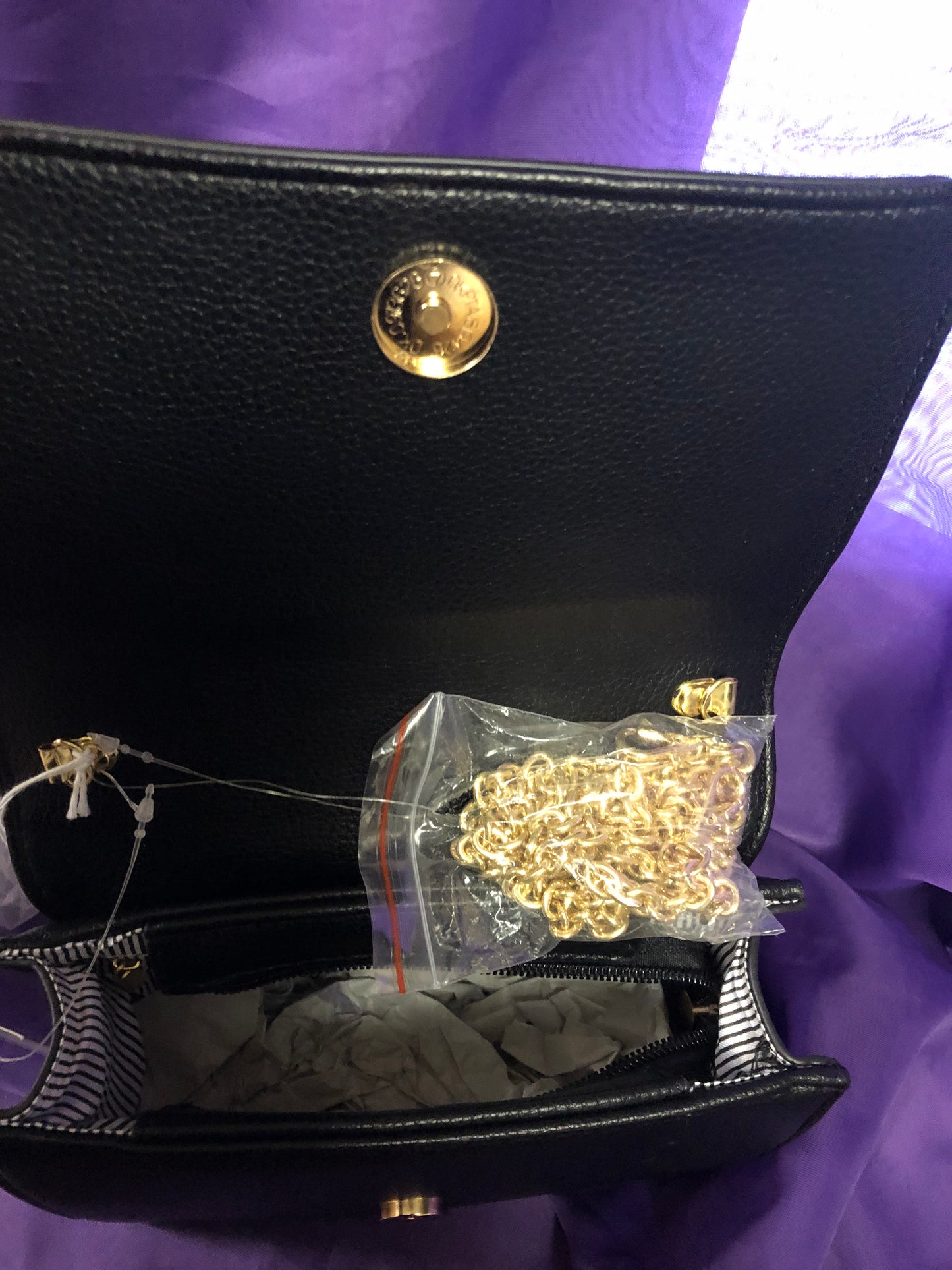 Woman Fashion Tote Bag With Chain Crossbody Strap Color Black "New Arrival"