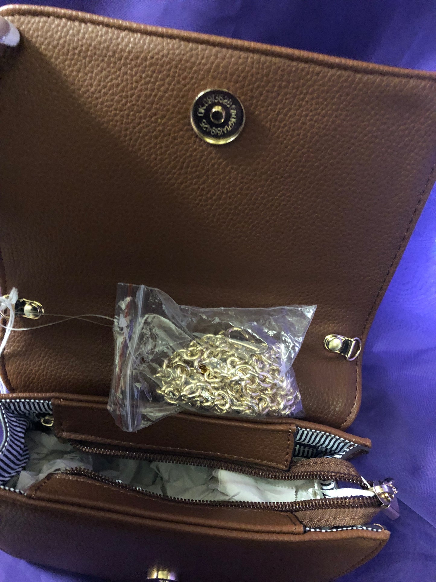 Woman Fashion Tote Bag With Chain Crossbody Strap Color Coffee "New Arrival"