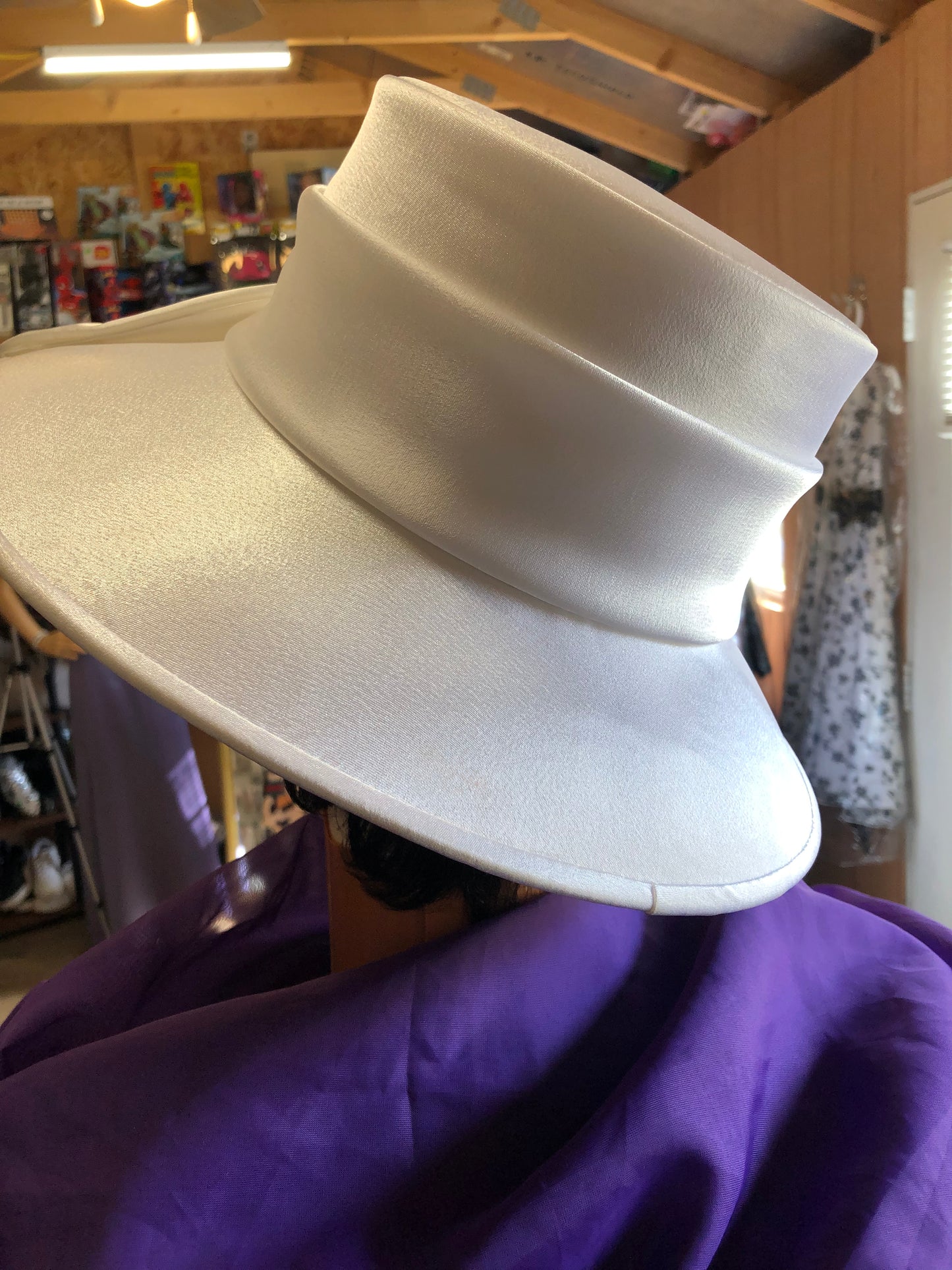 Woman Wide Brim White Hat "Just In Time For Mothers Day"