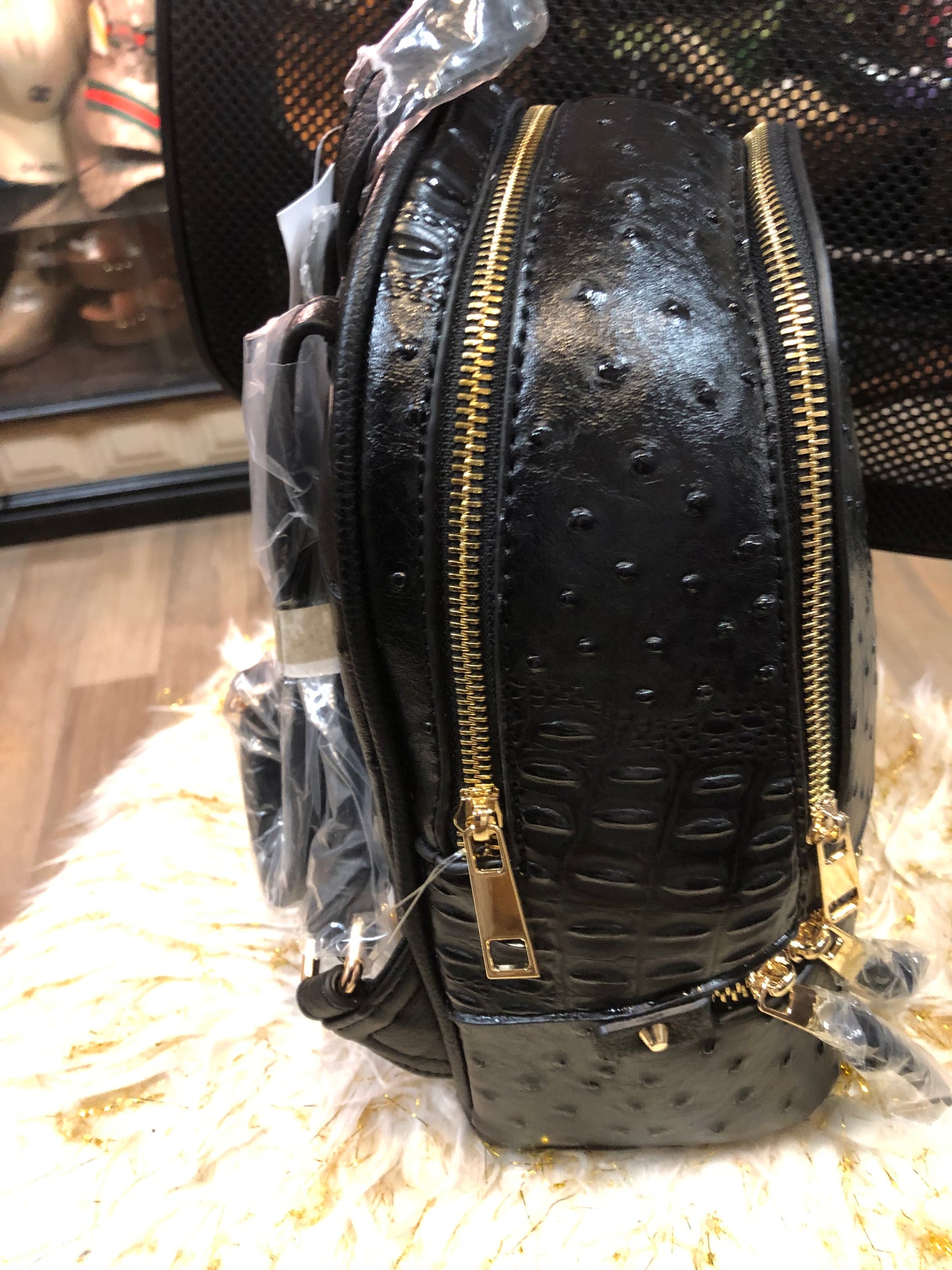 Woman Double Zip Croc Backpack With Wristlet Wallet Color Black "New Arrival" "SOLD OUT" Thanks For Your Purchase