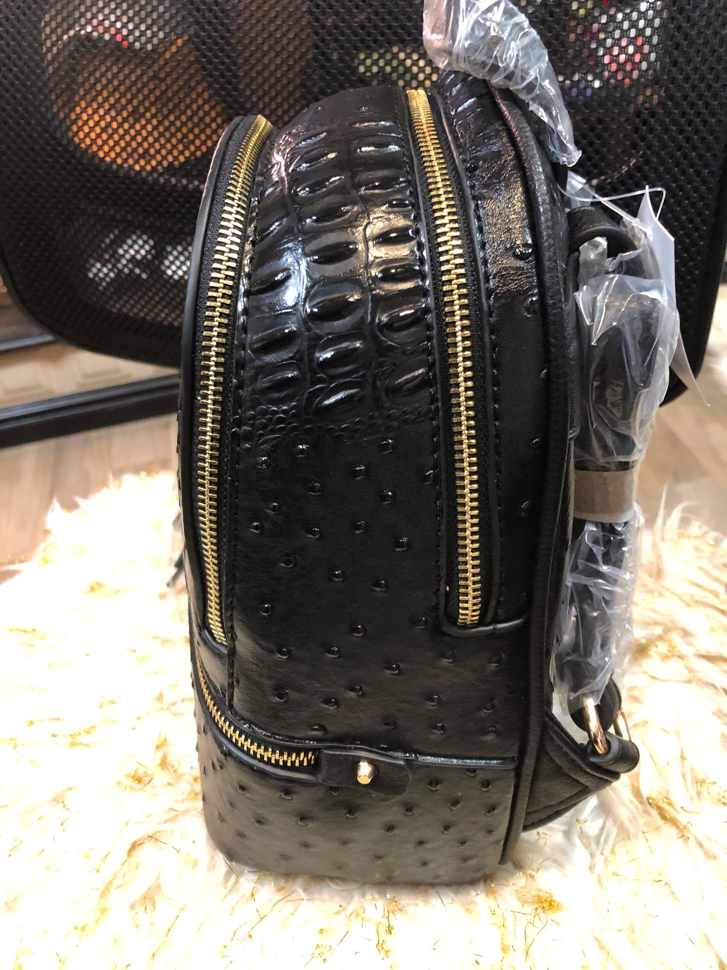 Woman Double Zip Croc Backpack With Wristlet Wallet Color Black "New Arrival" "SOLD OUT" Thanks For Your Purchase