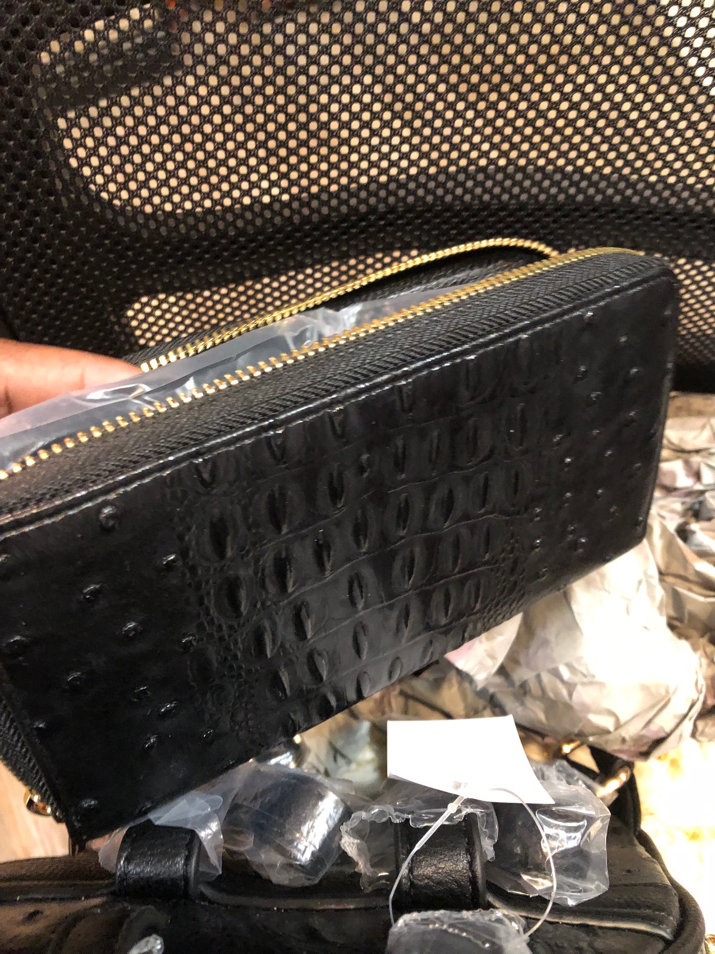 Woman Double Zip Croc Backpack With Wristlet Wallet Color Black "New Arrival" "SOLD OUT" Thanks For Your Purchase