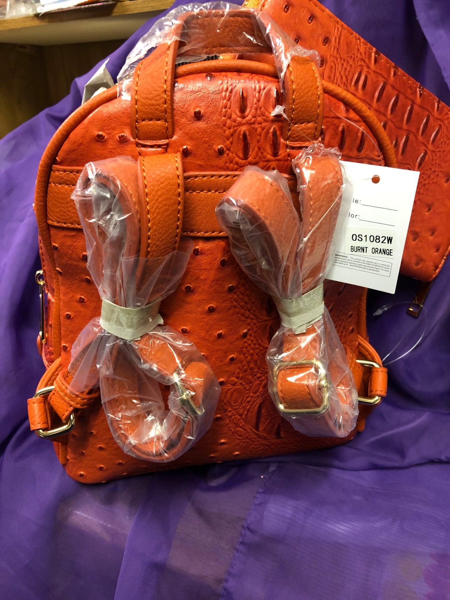 Woman Double Zip Croc Backpack With Wristlet Wallet Color Burnt Orange "New Arrival" Thanks For Your Purchase (SOLD OUT)
