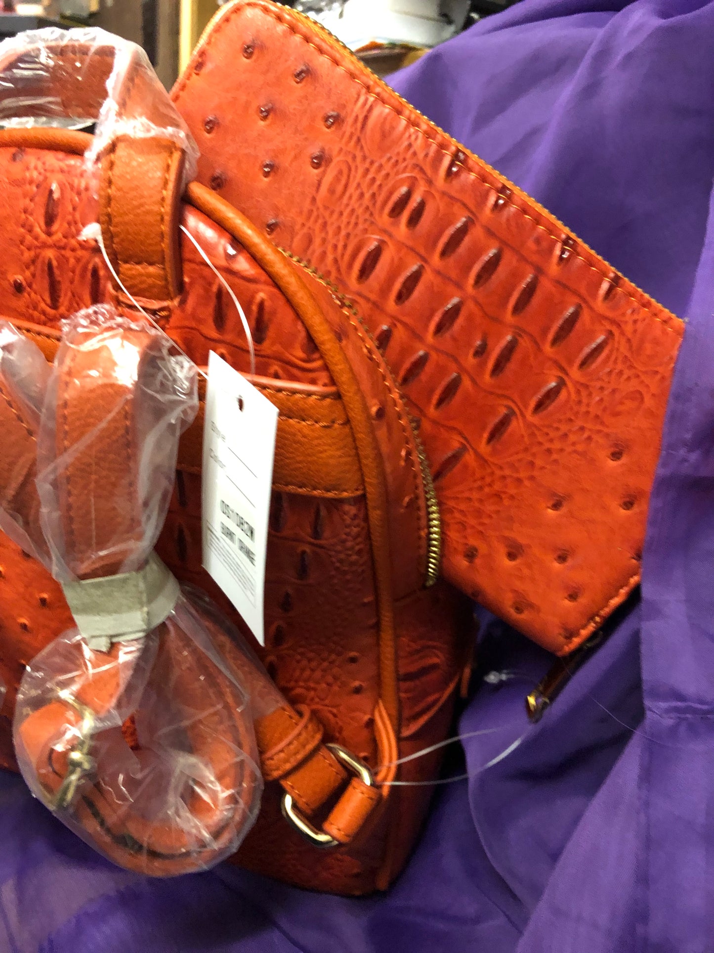 Woman Double Zip Croc Backpack With Wristlet Wallet Color Burnt Orange "New Arrival" Thanks For Your Purchase (SOLD OUT)