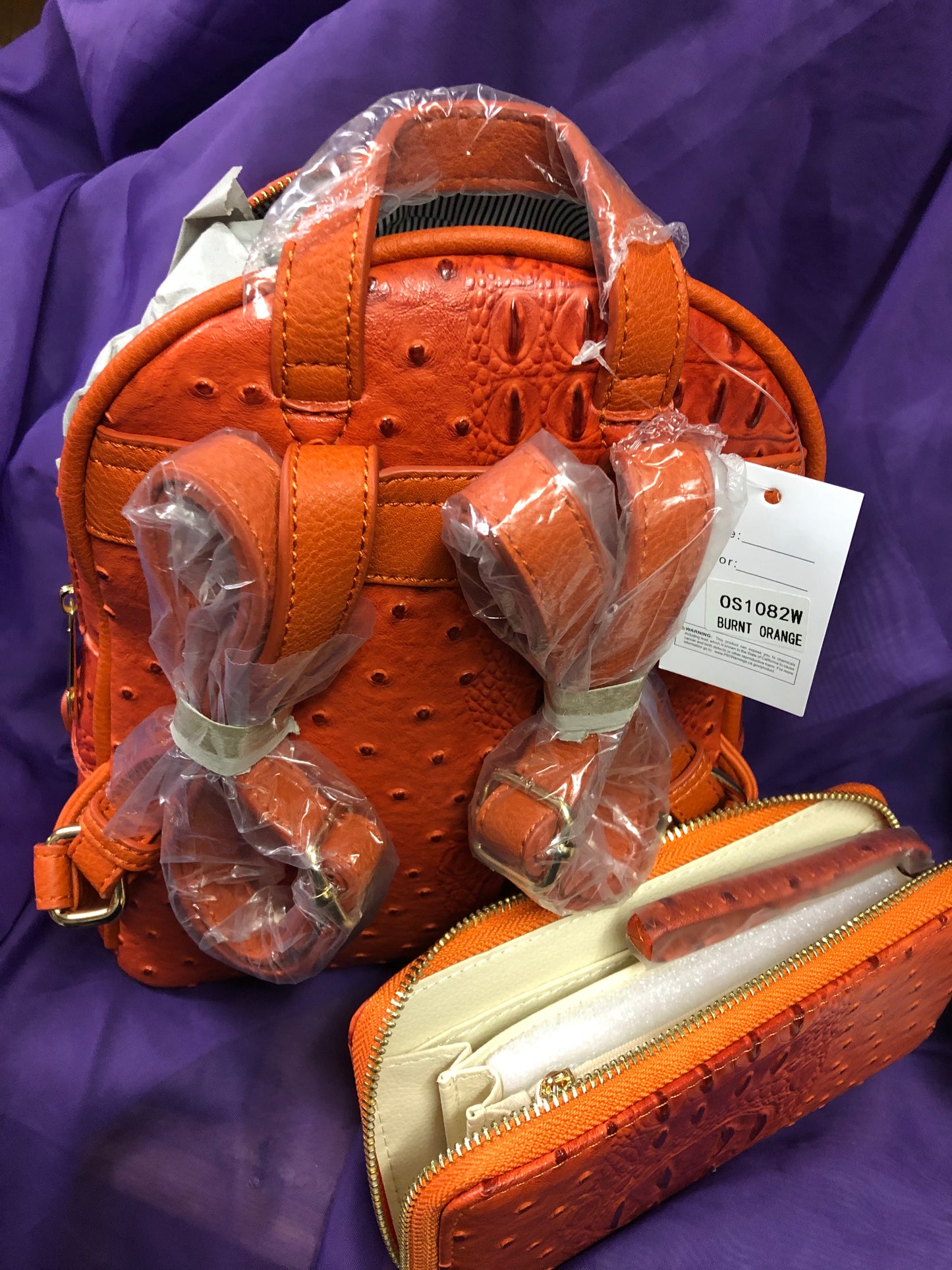 Woman Double Zip Croc Backpack With Wristlet Wallet Color Burnt Orange "New Arrival" Thanks For Your Purchase (SOLD OUT)