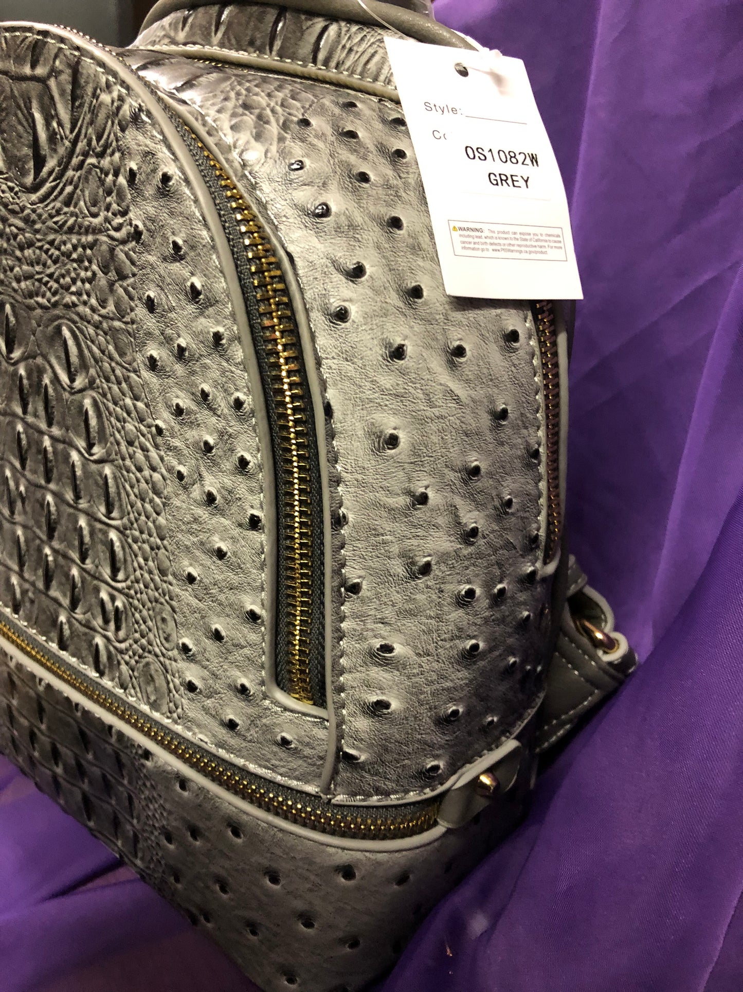 Woman Backpack Double Zip Croc With Wallet Color Gray "New Arrival" "CATCH THE SALE GOING ON NOW" Make A Great Graduation Gift"