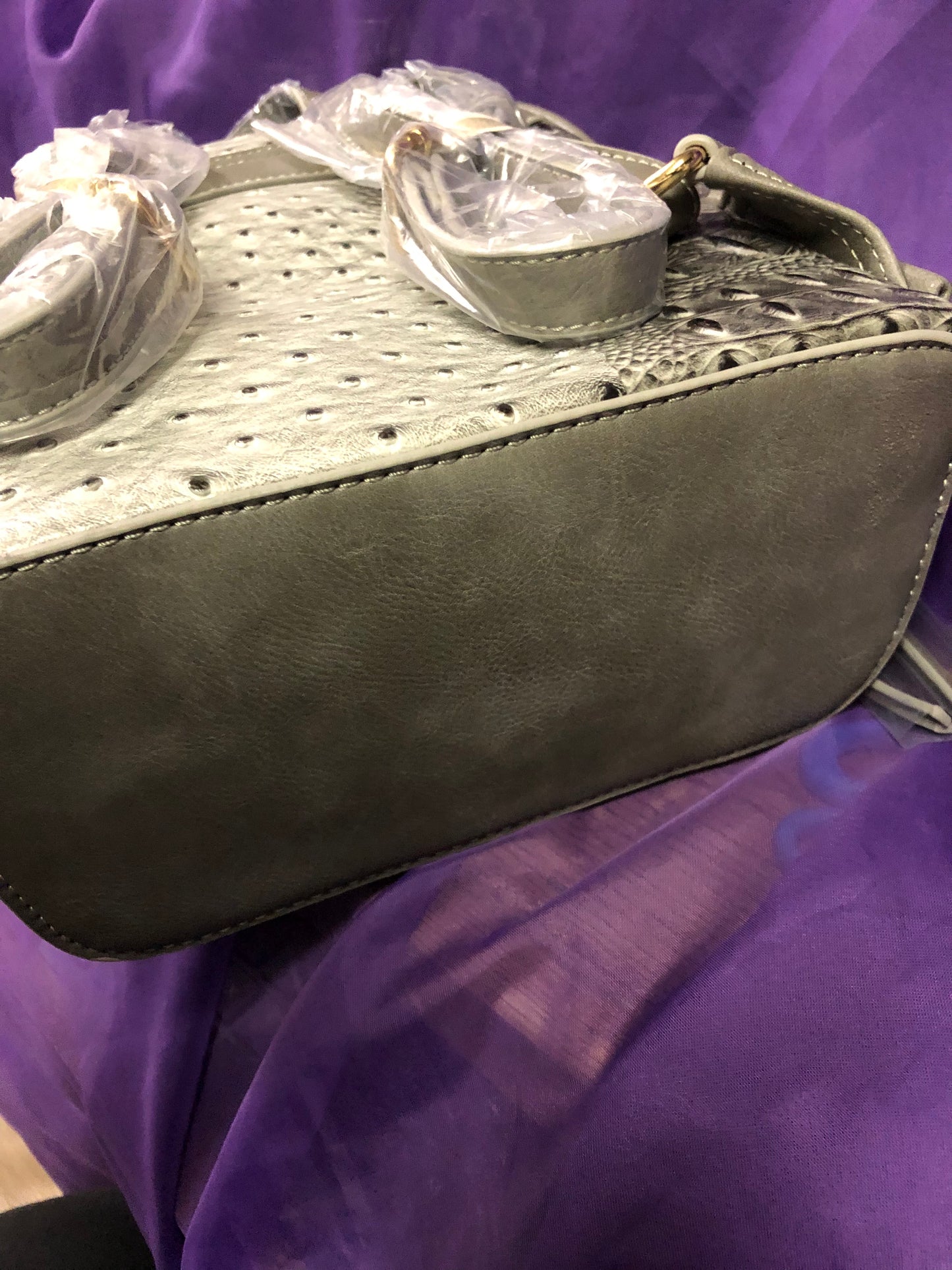 Woman Backpack Double Zip Croc With Wallet Color Gray "New Arrival" "CATCH THE SALE GOING ON NOW" Make A Great Graduation Gift"