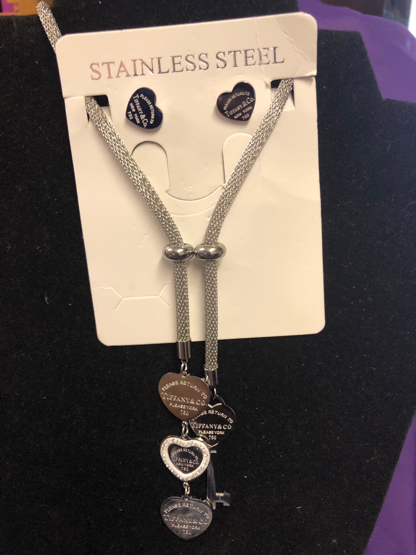 Woman Necklace Set Comes In Gold Or Silver With The Adjustable Cross Bar In Front. Great (SOLD OUT IN SILVER))"New Arrival"