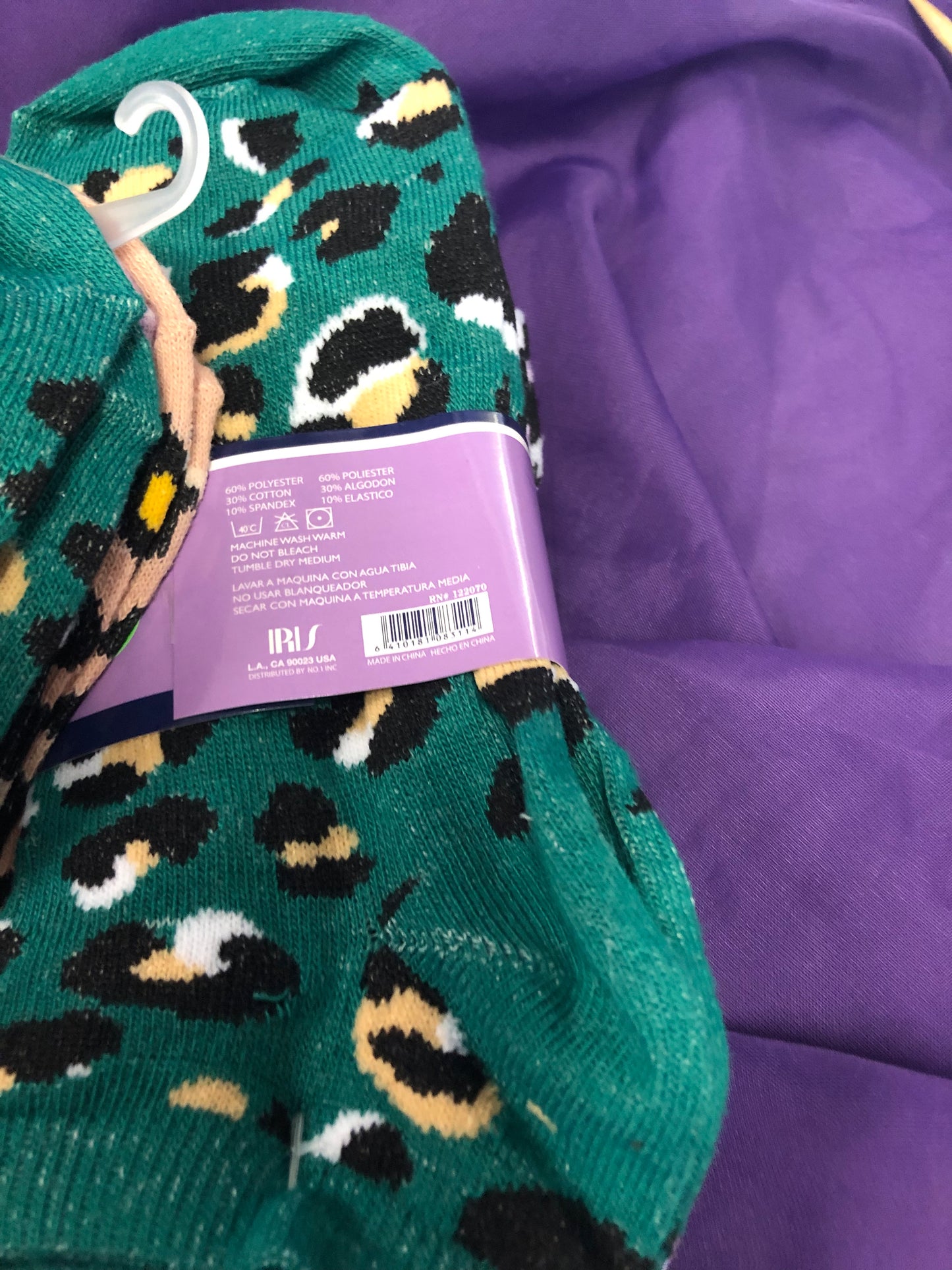 Woman Fashion Soft & Elastic Socks3/Pair Size 9-11 Cheetah Print Colors (Purple, Tan, Green)Pink, Gray And Black.