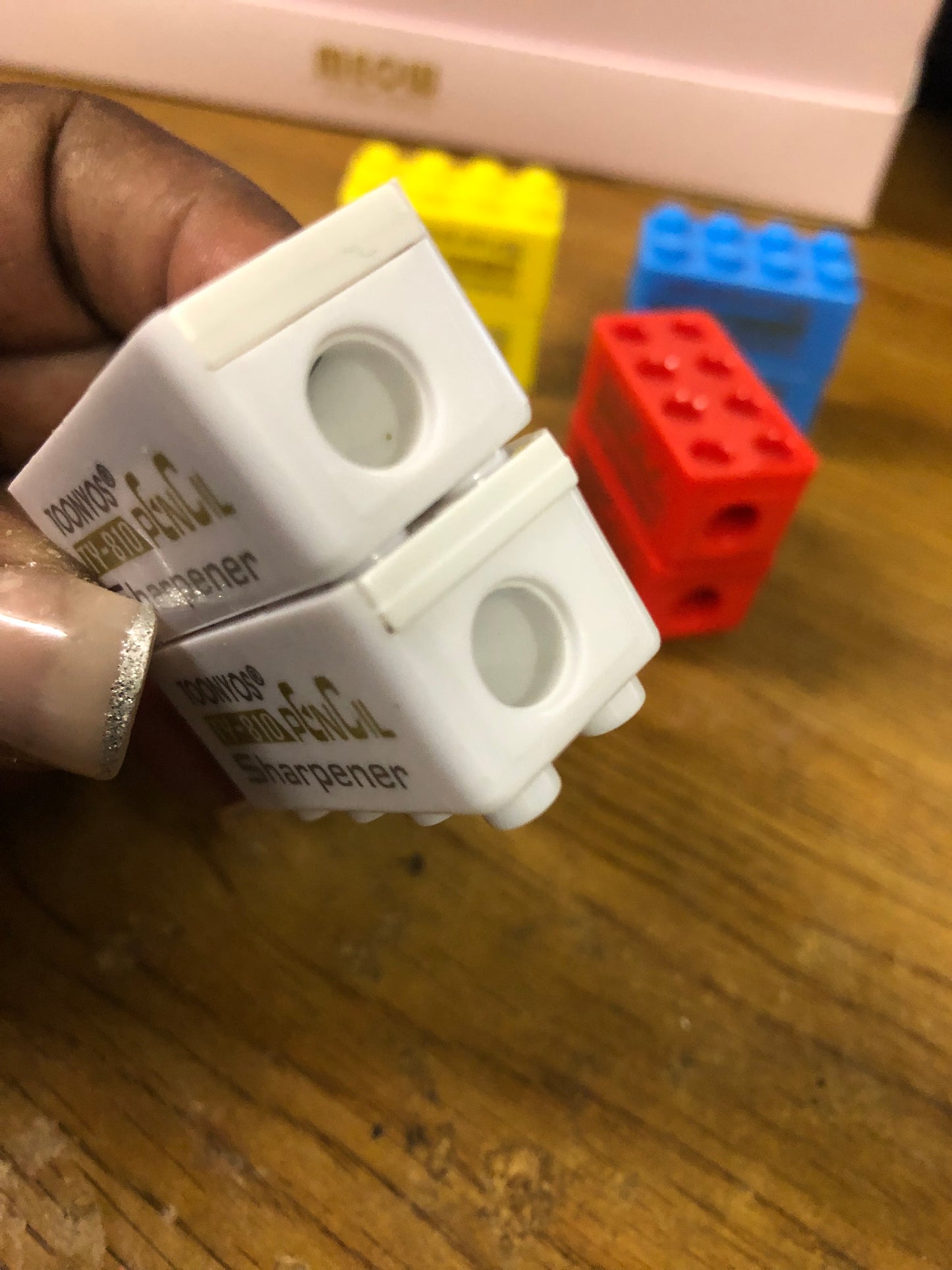 6pcs Creative Cute Cartoon Toy Building Blocks Plastic Pencil Sharpener Children Student Stationery (Random Color) "New Arrival"