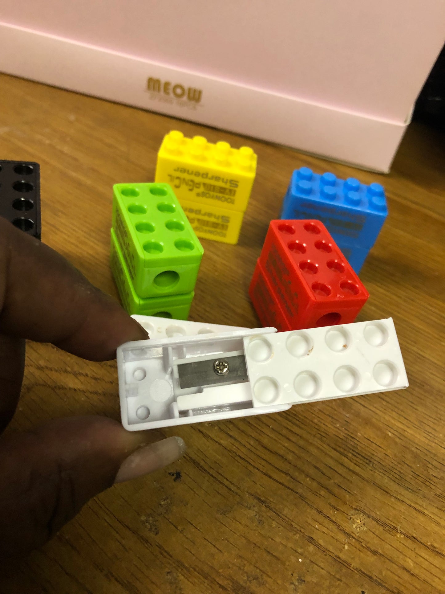 6pcs Creative Cute Cartoon Toy Building Blocks Plastic Pencil Sharpener Children Student Stationery (Random Color) "New Arrival"