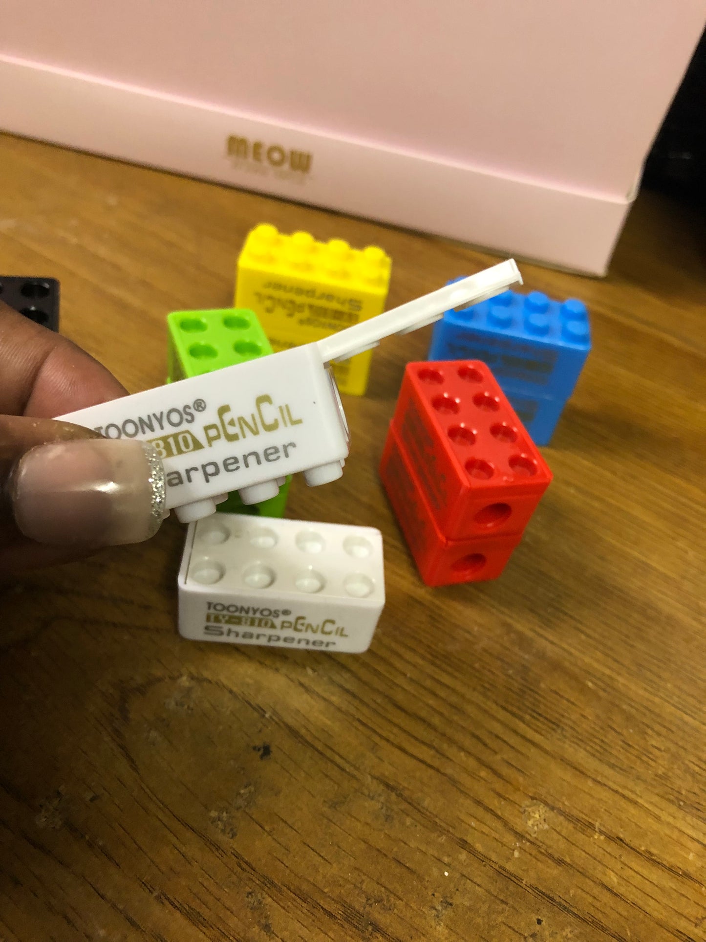 6pcs Creative Cute Cartoon Toy Building Blocks Plastic Pencil Sharpener Children Student Stationery (Random Color) "New Arrival"