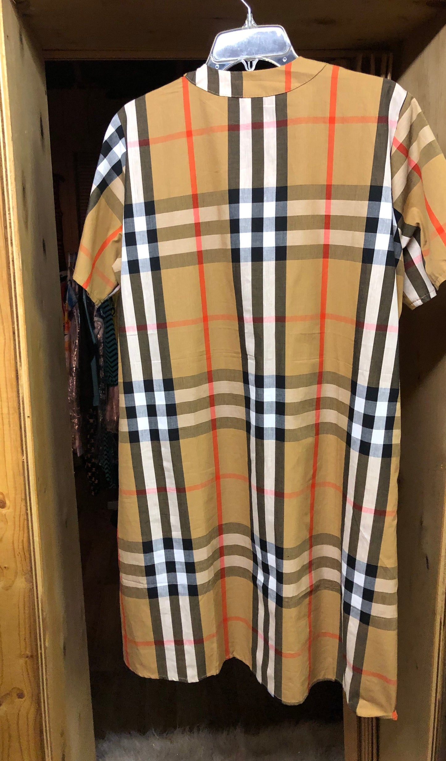 Woman Fashion Designer Plaid Shirt Dress Size Med/Large "New Arrival"