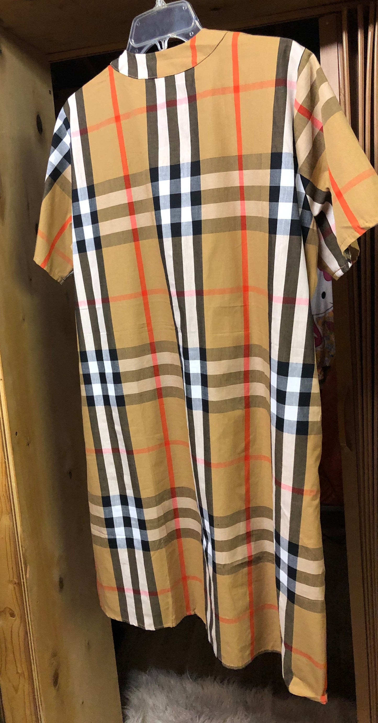 Woman Fashion Designer Plaid Shirt Dress Size Med/Large "New Arrival"