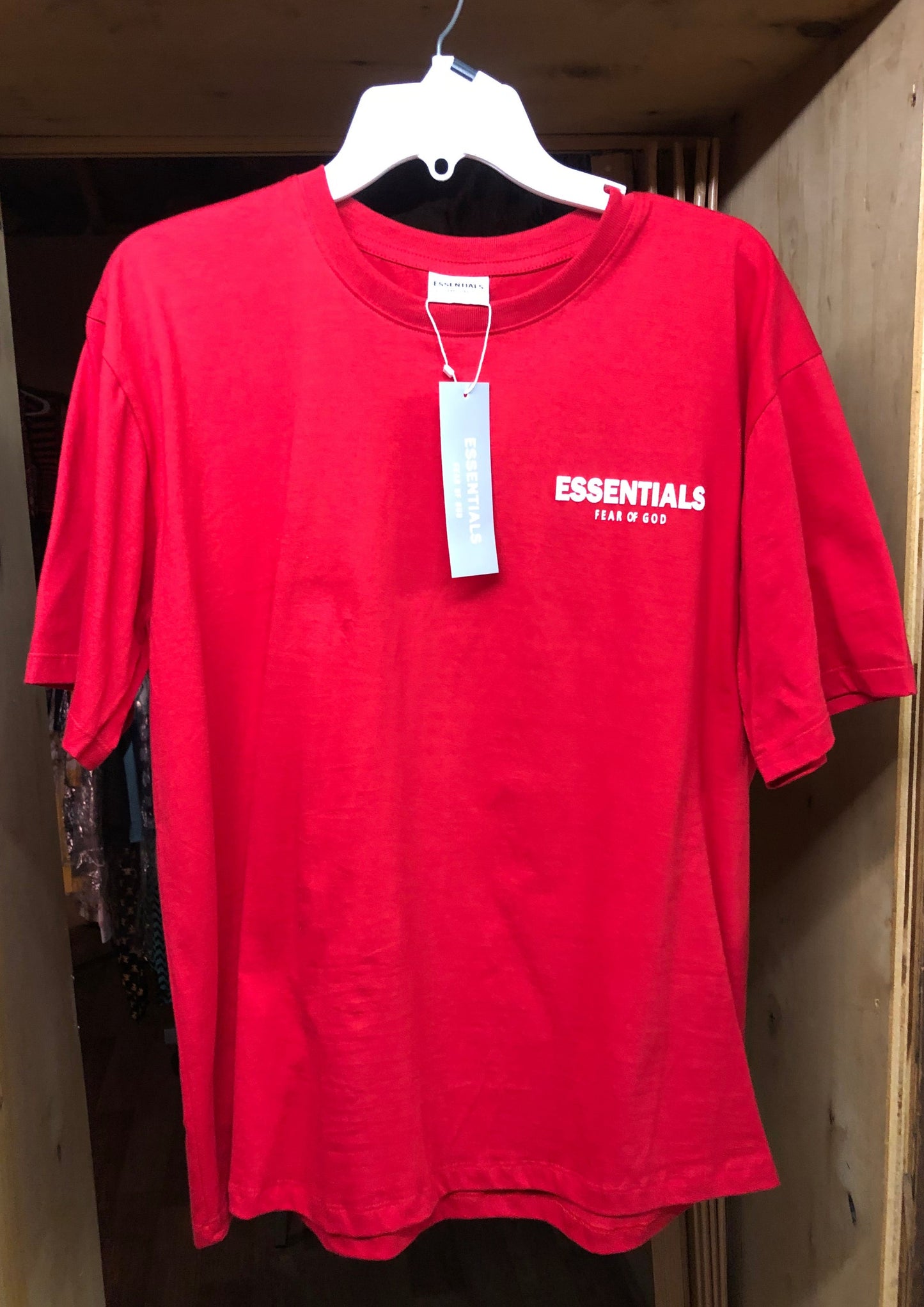 Unisex Basic Essentials Tee Shirt Size Med/Large Color Red "New Arrival"