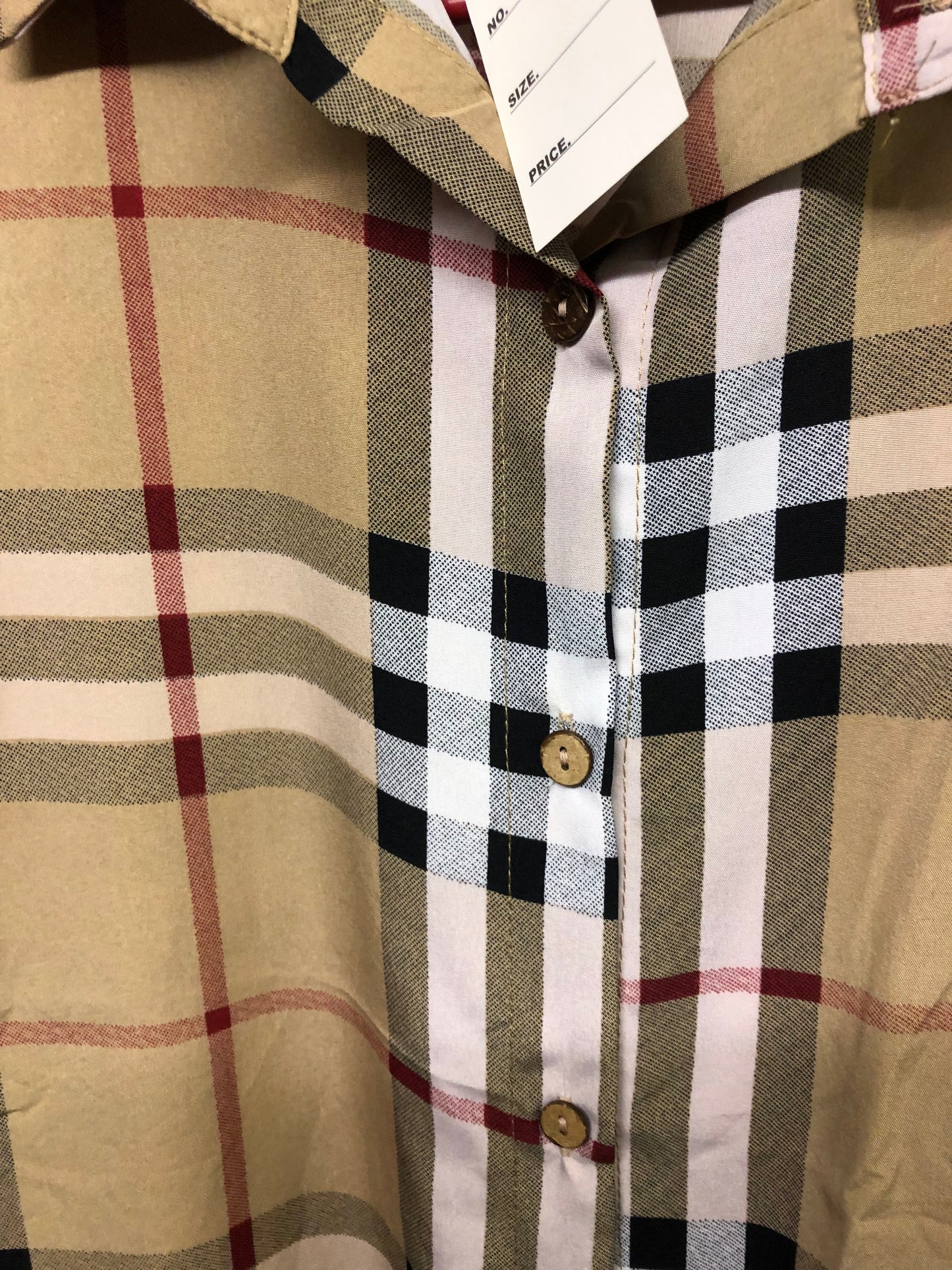Woman Plaid Fashion Designer Button Front Dress Size Large "New Arrival"