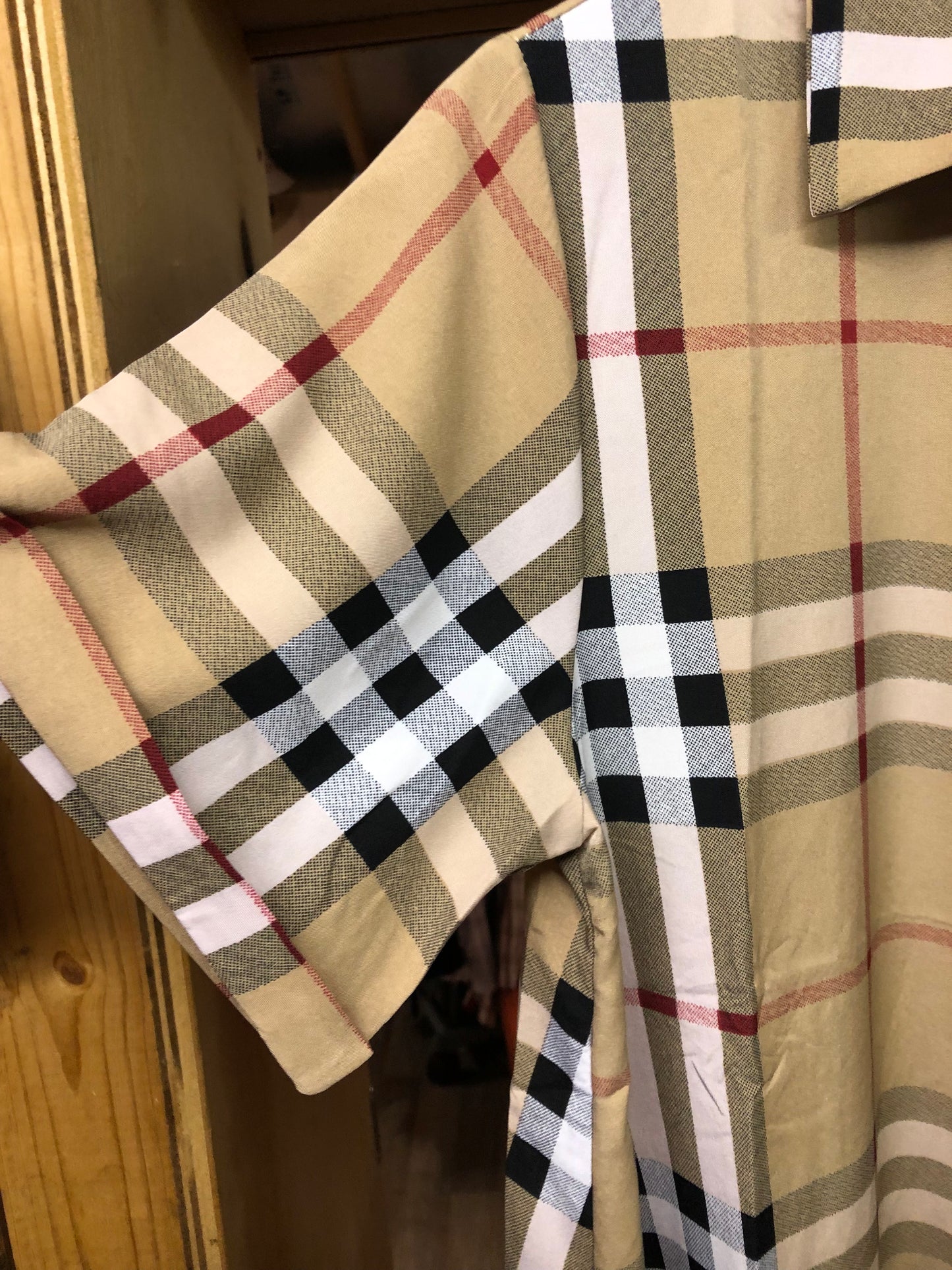 Woman Plaid Fashion Designer Button Front Dress Size Large "New Arrival"