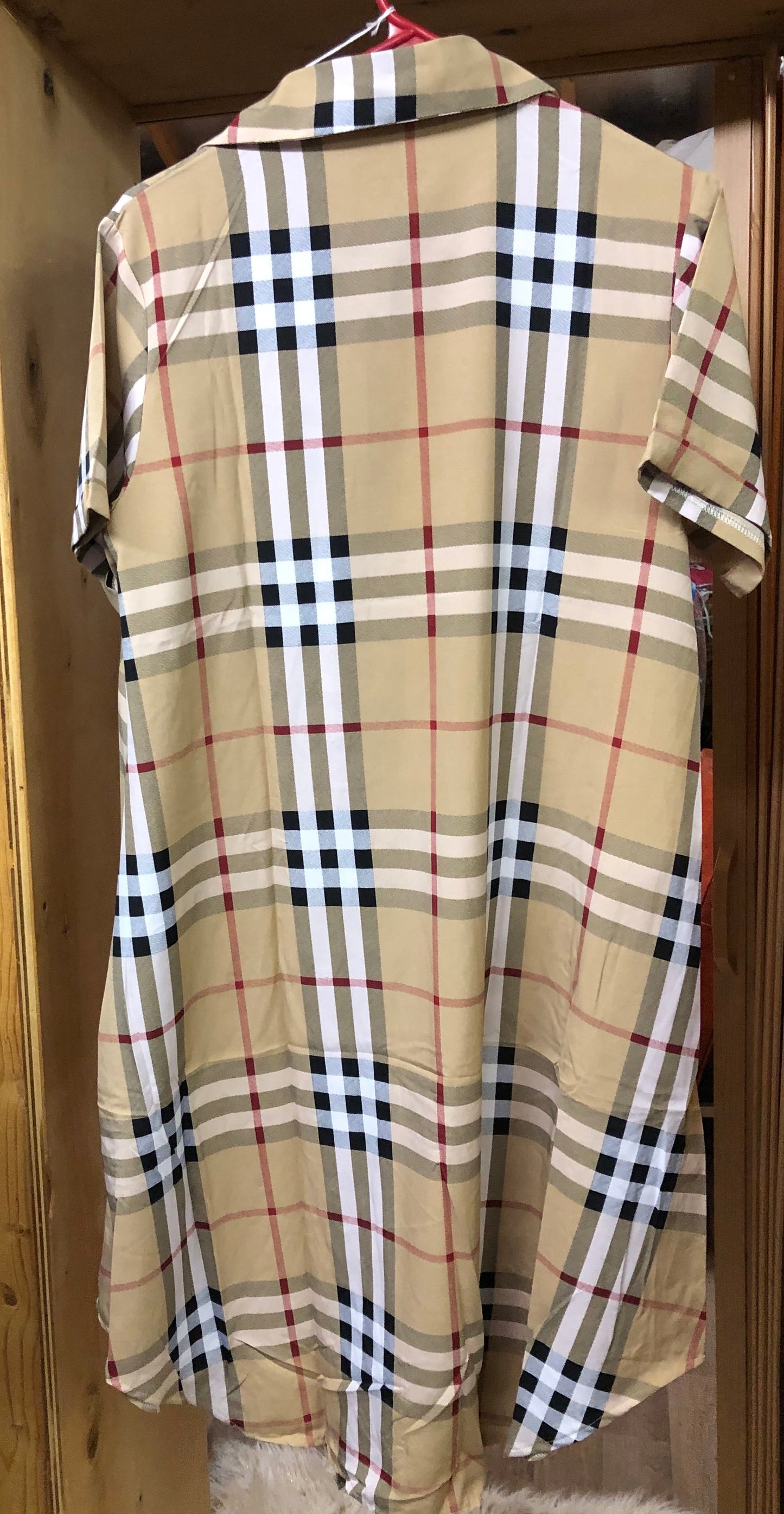Woman Plaid Fashion Designer Button Front Dress Size Large "New Arrival"