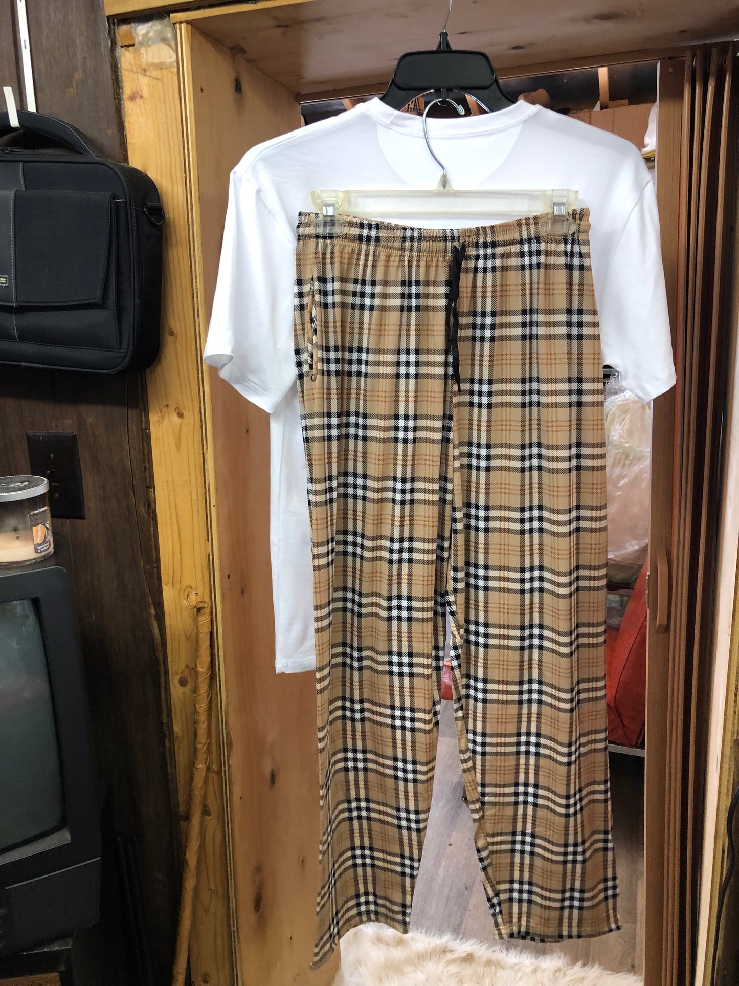 Woman Plaid Fashion "Gods Girl" PJ's 2 Pc Set. Size L/XL "New Arrival"
