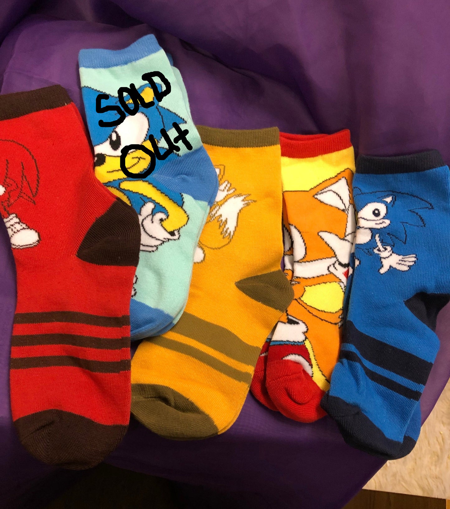 Boys Fashion 4 Pairs Sonic Socks Size(16cm Fits 12 And Under) "New Arrival"