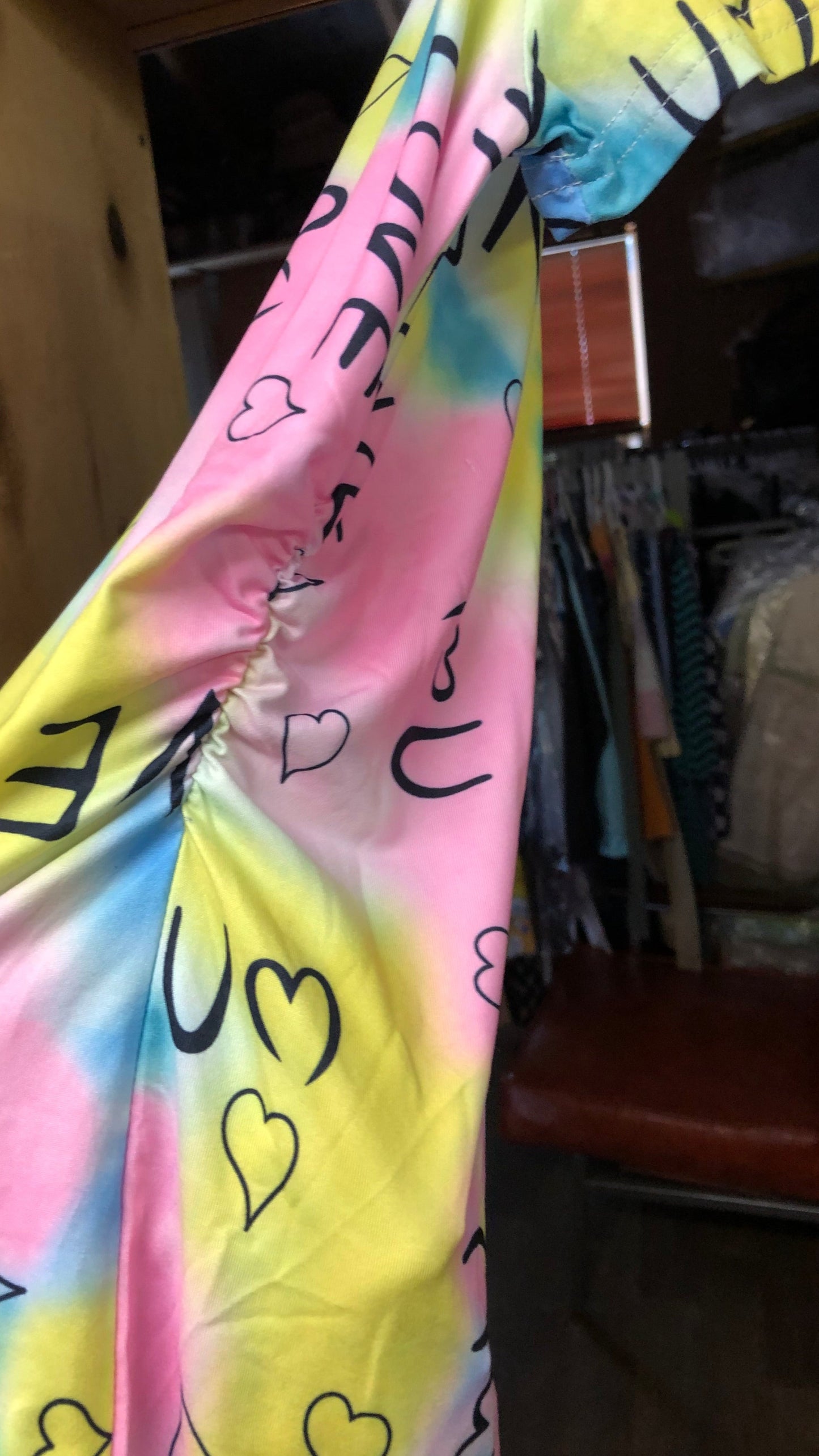 Girls Colorful Rainbow Tie-Dye And Letter Graphic Dress. Size 8 "New Arrival"